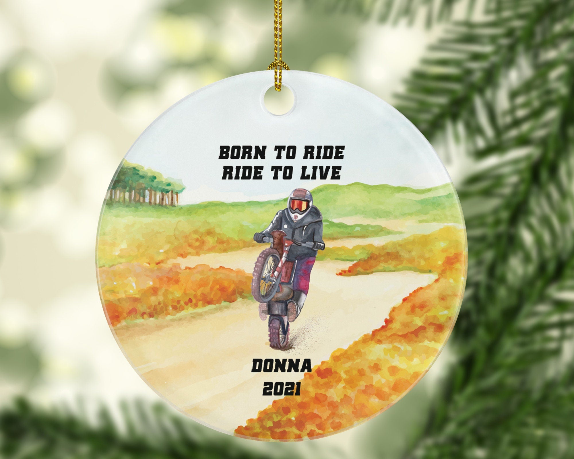 Dirt Bike Rider Christmas Ornament, Motorcycle Racer Ornament, Motocross Racing Personalized Gift