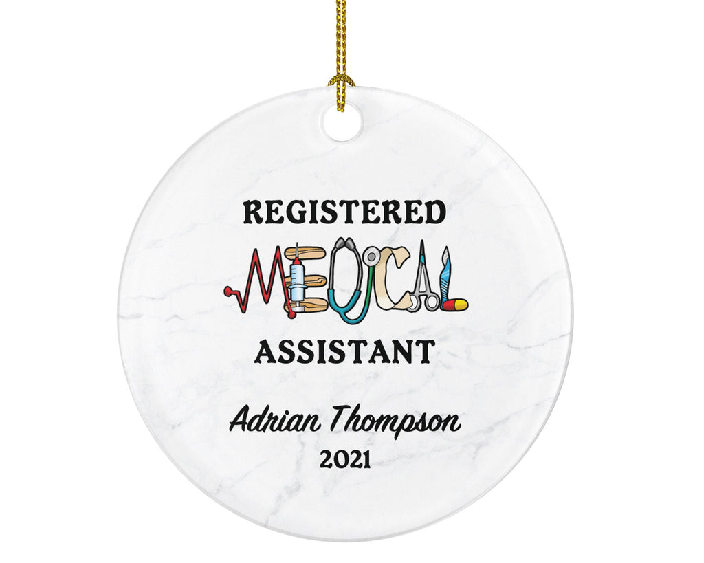 Registered Medical Assistant Christmas Ornament Personalized - RMA, Registered Medical Assistant Gift Health Worker School Graduation Gift
