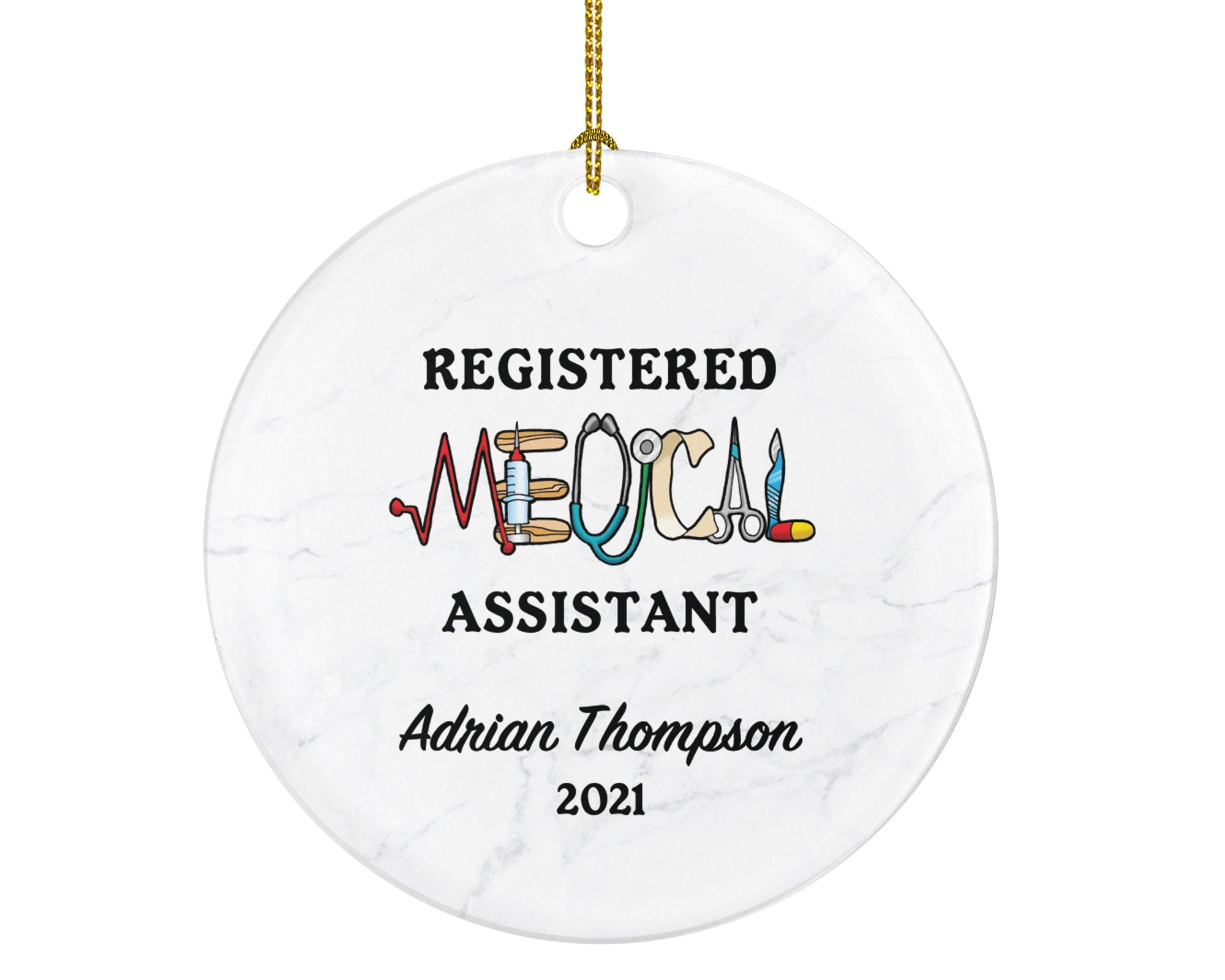 Registered Medical Assistant Christmas Ornament Personalized - RMA, Registered Medical Assistant Gift Health Worker School Graduation Gift