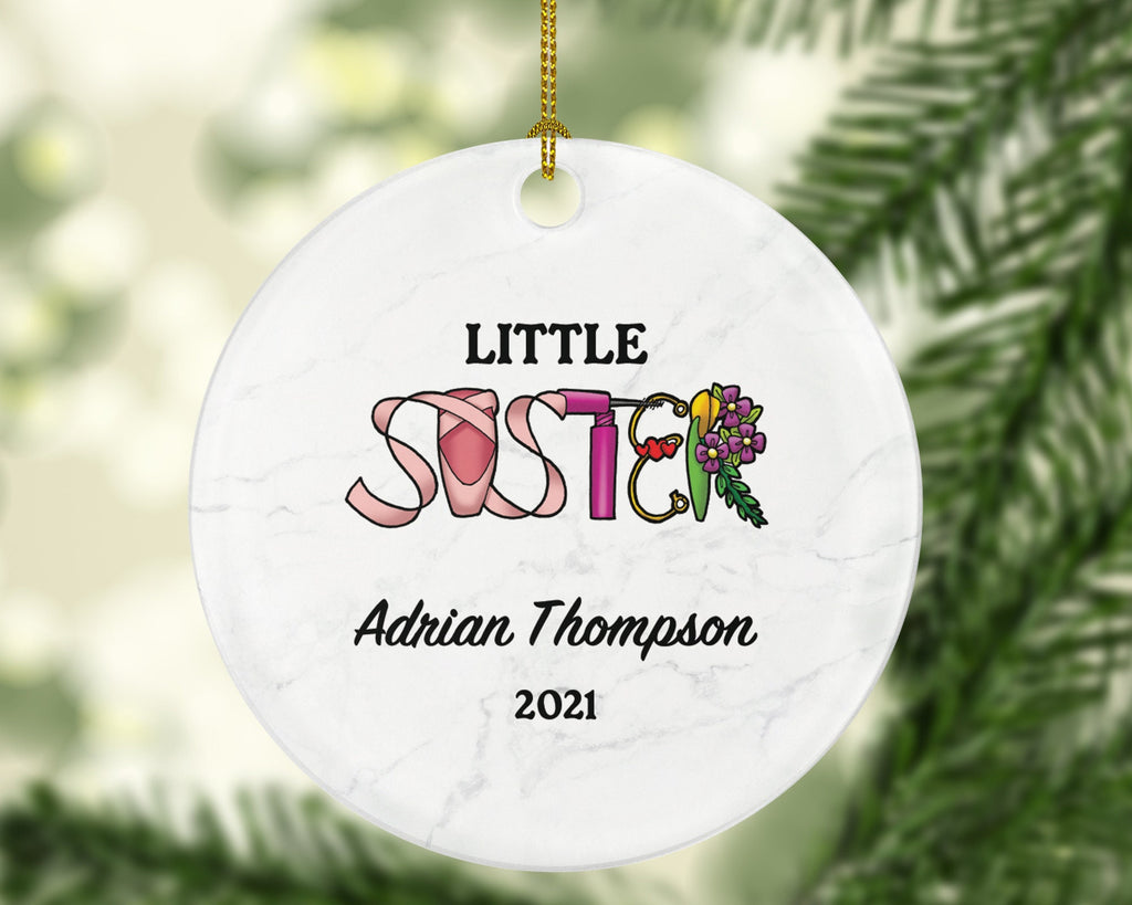 Little Sister Personalized Christmas Ornament, Best Sister Ever Gift from Sibling