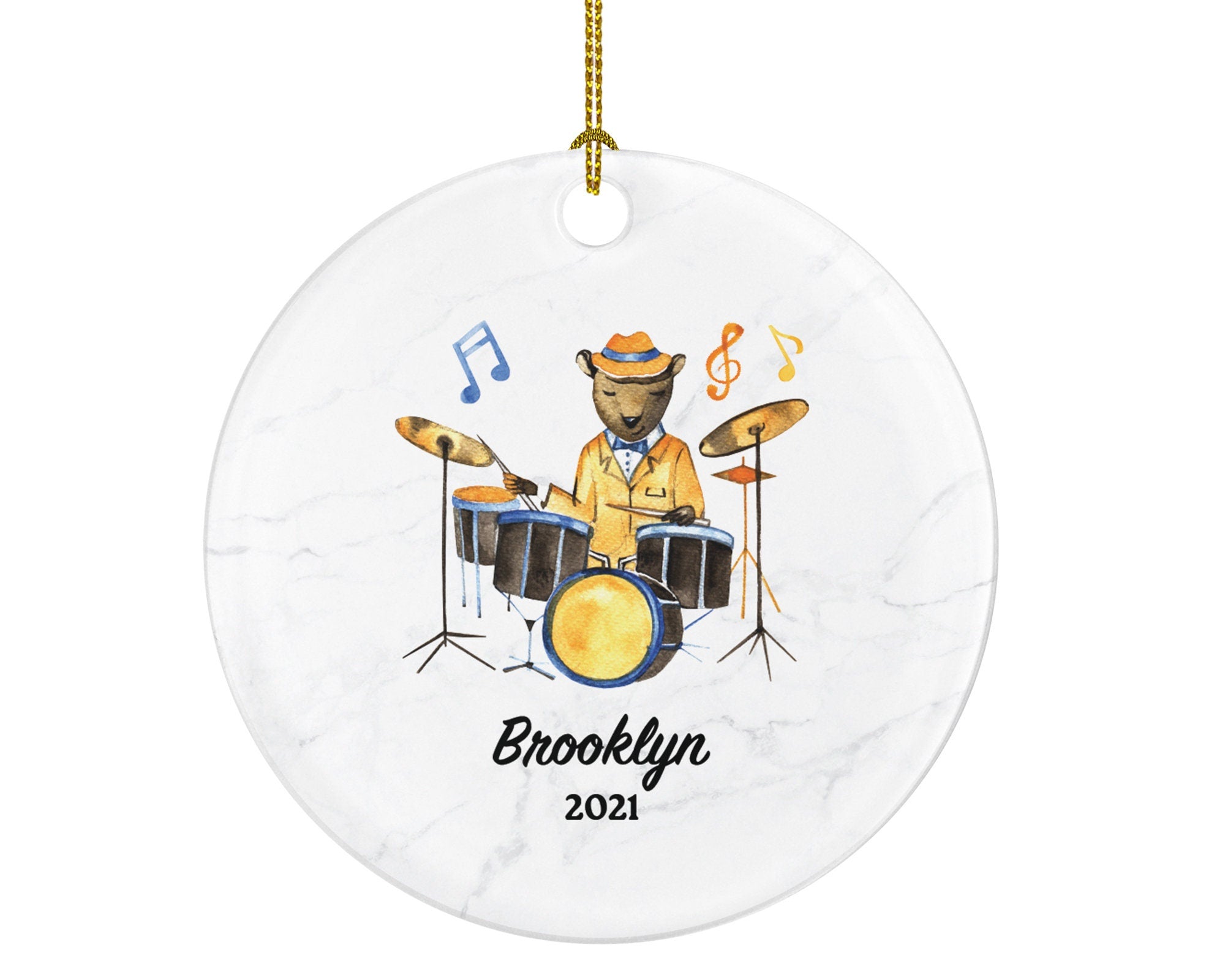 Drum Player Drummer Christmas Ornament Personalized - Drum Set Musical Instrument Drum Set Player Gift for Drums Player - Custom Name Year