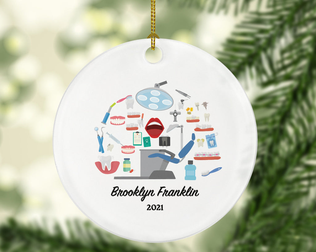 Dentist Christmas Ornament Personalized - Dental Gift Graduation Custom Occupational Orthodontist Occupation Dental Gift