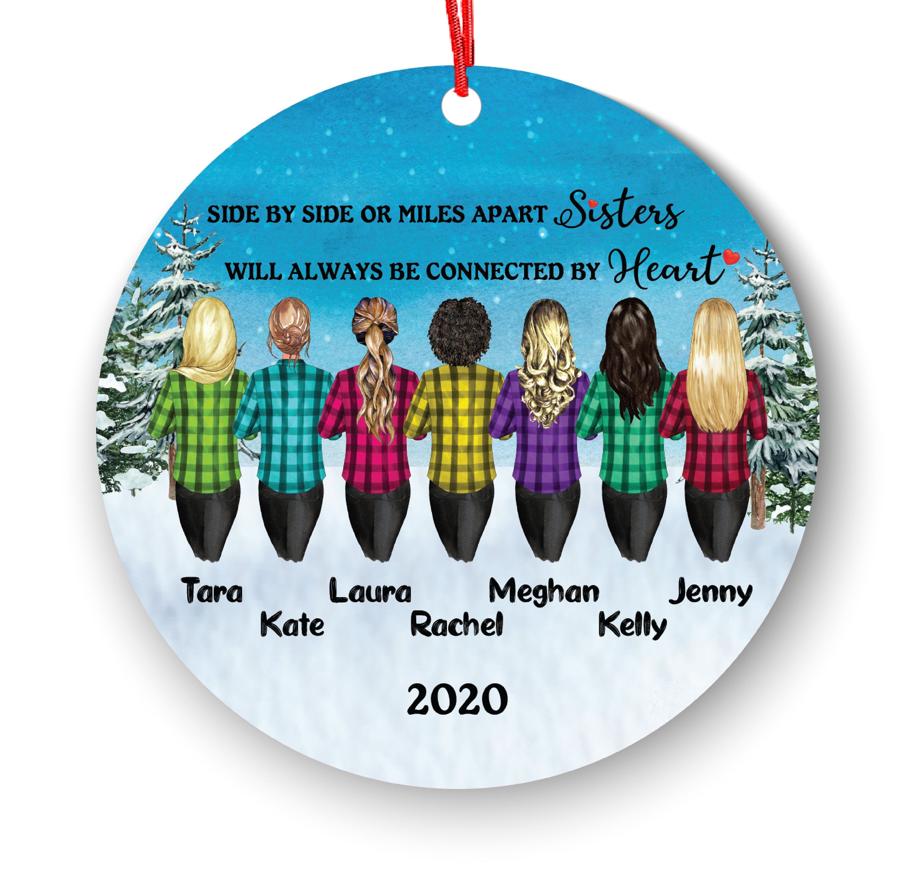 Soul Sisters for 2 3 4 5 6 7 Best Friends Christmas Ornament for Sisters, Personalized, BFF Gift, Personalized Friend Female Girls, Besties