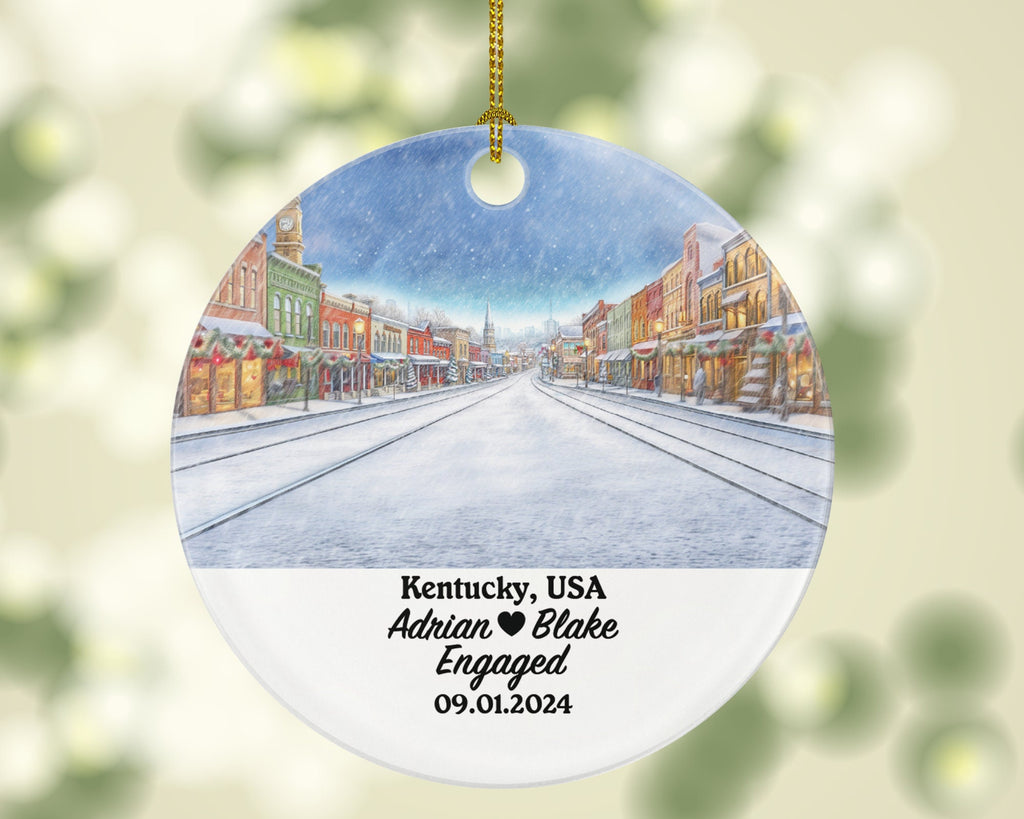 Kentucky Christmas Ornament Personalized - KY Engaged Married Family Together Couple Travel Honeymoon Engagement Marriage