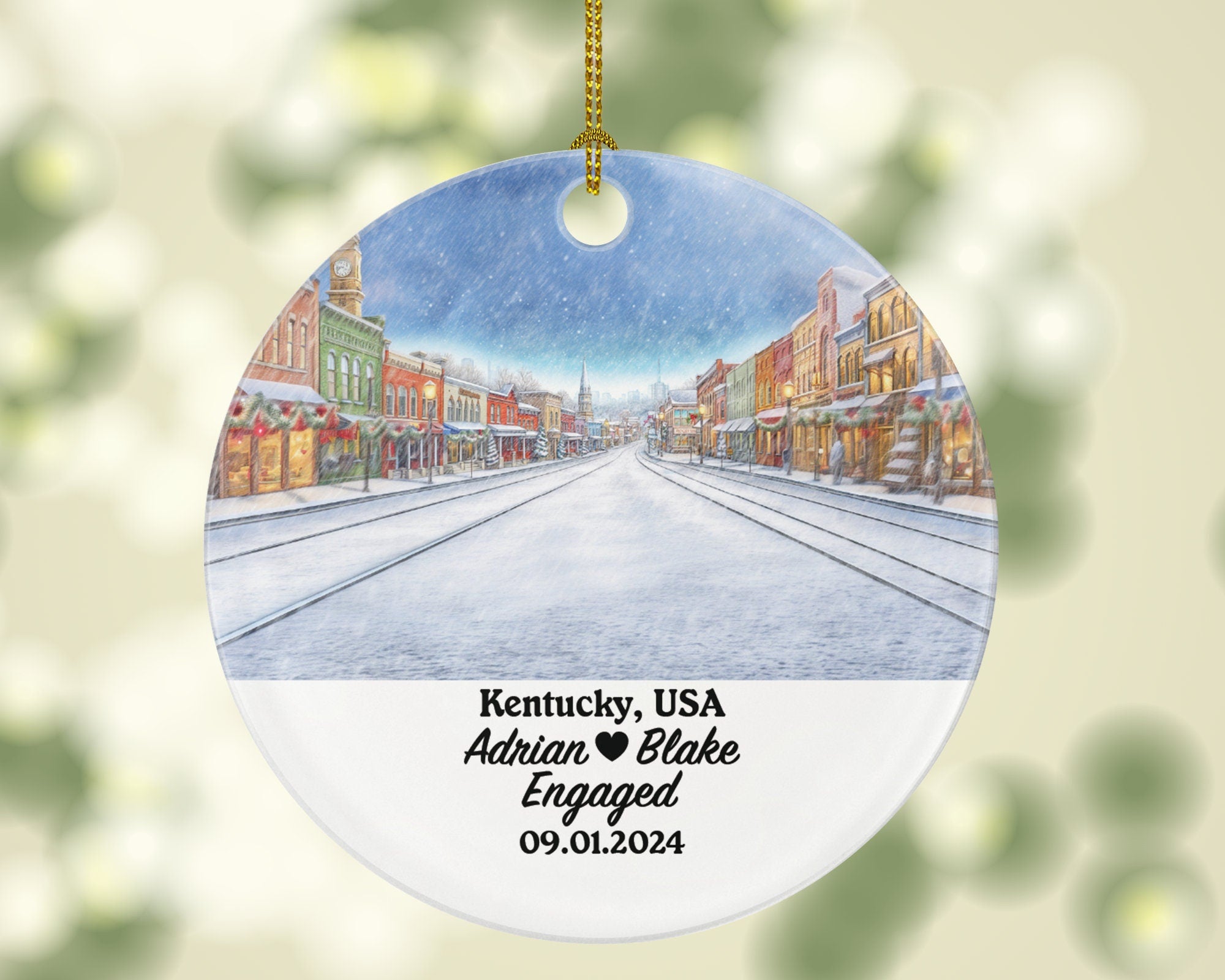 Kentucky Christmas Ornament Personalized - KY Engaged Married Family Together Couple Travel Honeymoon Engagement Marriage