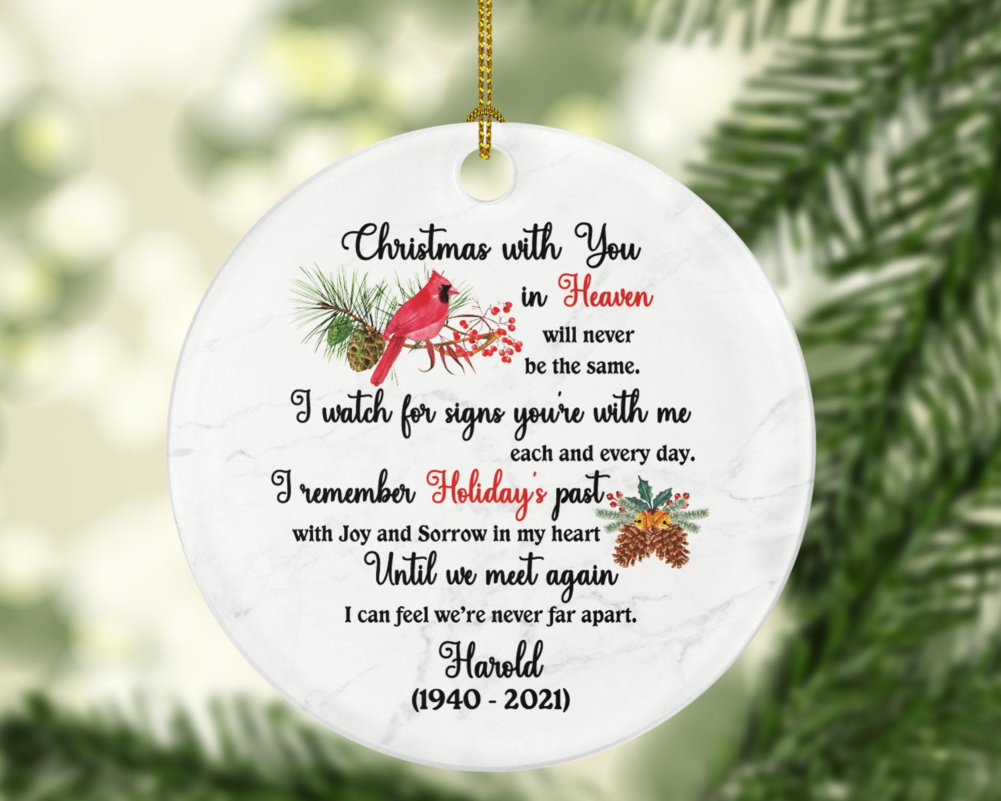 Christmas with You In Heaven, Memorial Ornament, Floating Christmas In Memory of, Remembrance Gift Personalized Custom