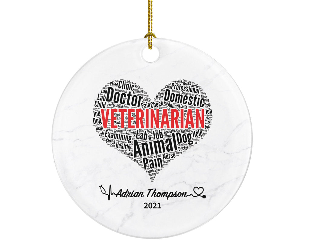 Personalized Veterinarian Christmas Ornament - Vet Animal Doctor Researcher Flower Pet Physician Medical Occupation Super Power Veterinary