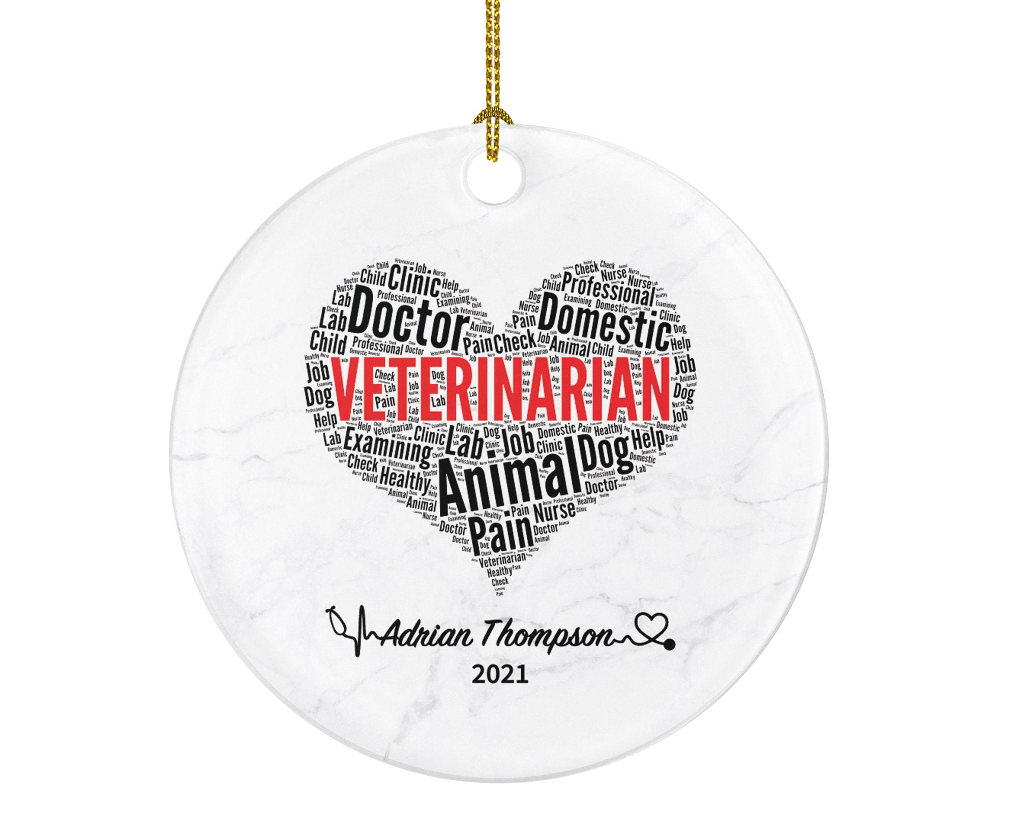 Personalized Veterinarian Christmas Ornament - Vet Animal Doctor Researcher Flower Pet Physician Medical Occupation Super Power Veterinary
