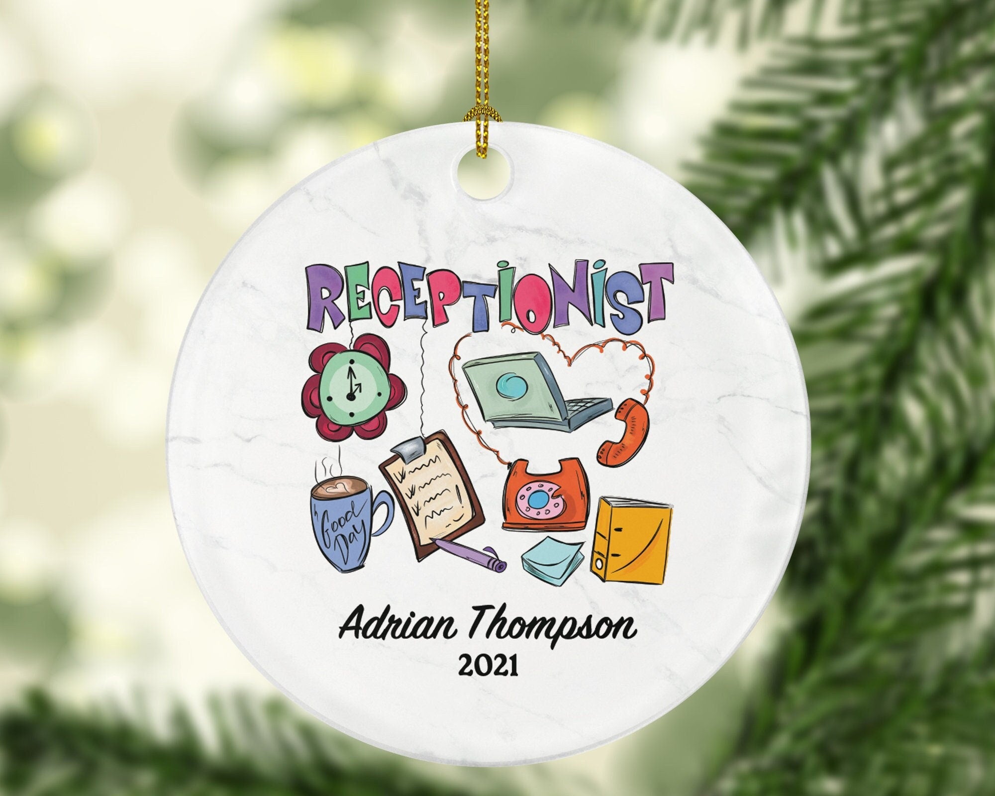 Personalized Receptionist Christmas Ornament - Custom Office Secretary Gift  Keepsake Best Receptionist Gift
