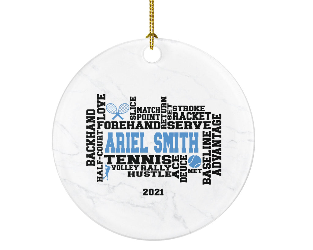 Tennis Player Gamer Christmas Ornament - Personalized Sports Custom Name Gift Coach Team Hobby Fan Gift