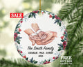 Newborn Infant Baby Family of 3 Christmas Ornament - Personalized Our First Ornament Custom Names for Three Gift for Family with Hands