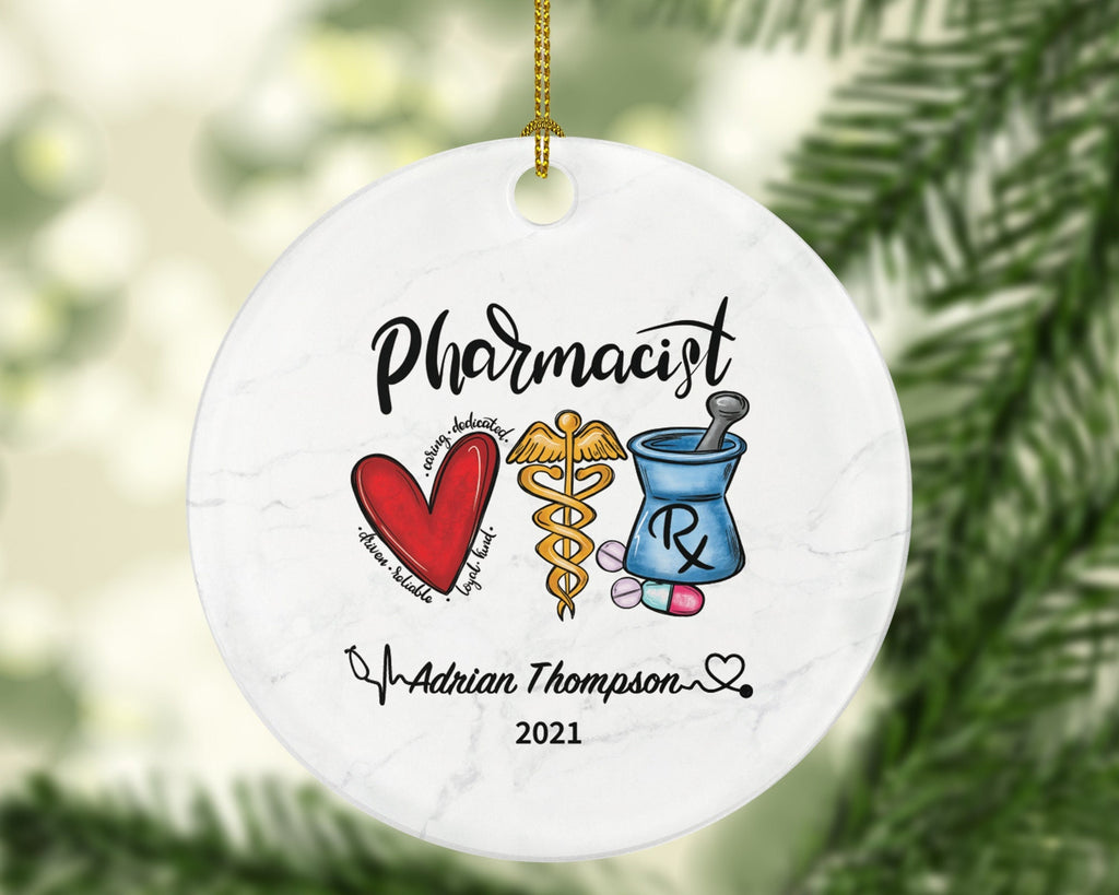 Pharmacist Christmas Ornament Personalized Gift for Pharmacy Worker