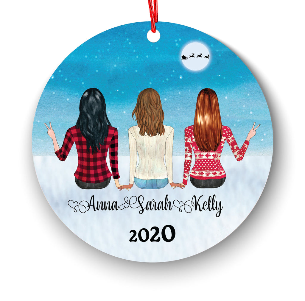 Soul Sisters for 3, Best Friends Christmas Ornament for Sisters, Personalized Ornament, BFF Gift, Personalized Friend Ornament, Besties