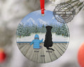 Personalized Baby Boy Son Kid Child Grandchild Grandson Pet Christmas Ornament Custom Ceramic Dog Cat Owners Holiday Gift Winter Scene