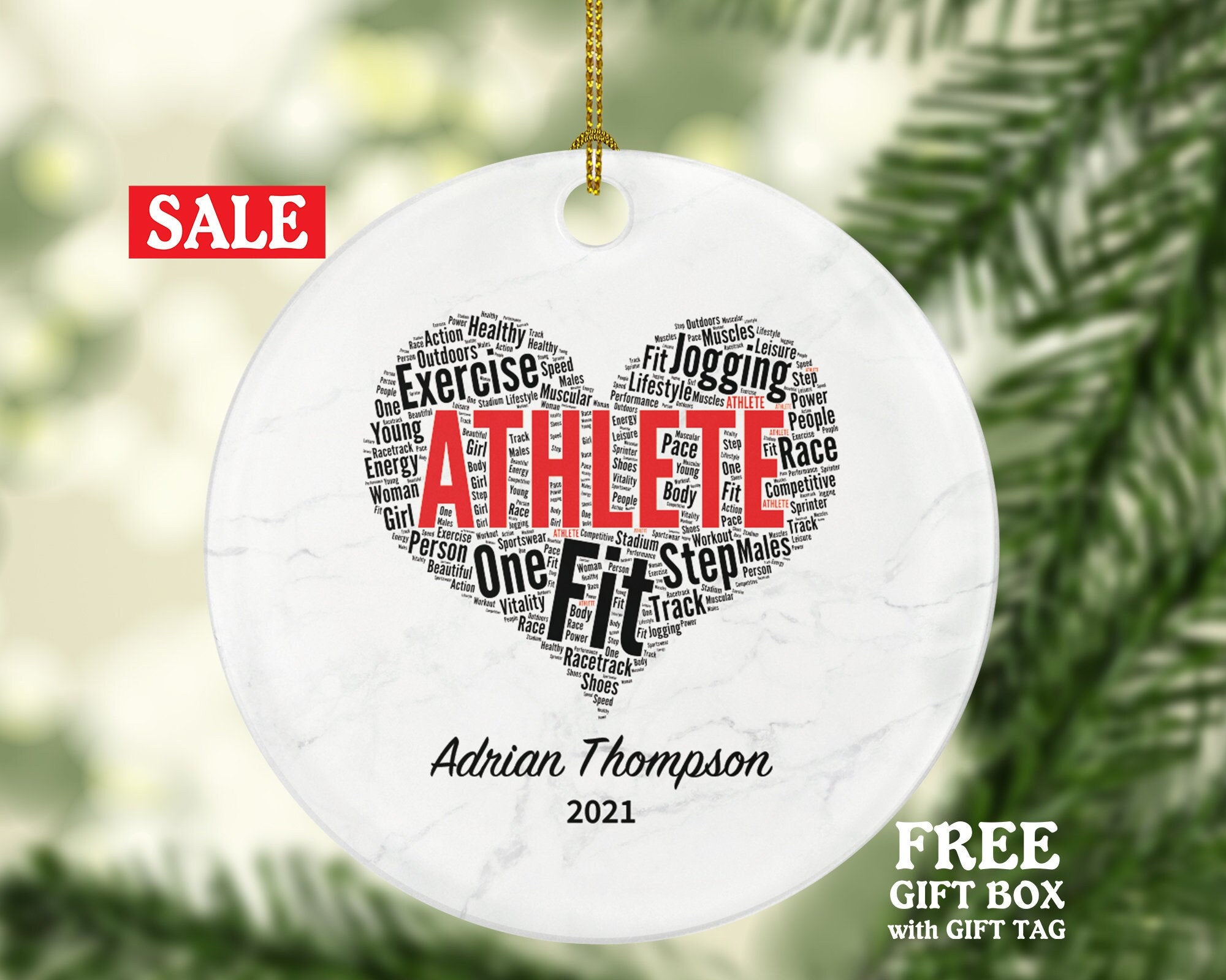 Athlete Christmas Ornament Personalized - Workout Custom Training Gift