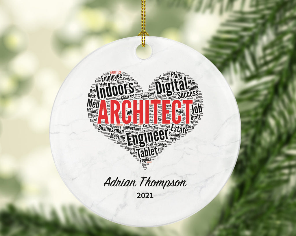 Architect Christmas Ornament, Personalized Architecture gift Custom Architect Present