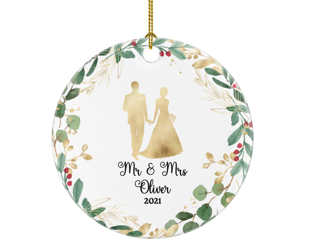 Mr & Mrs Married Couple Christmas Ornament Personalized - Newlywed First Christmas as Mr. and Mrs. Custom Gift