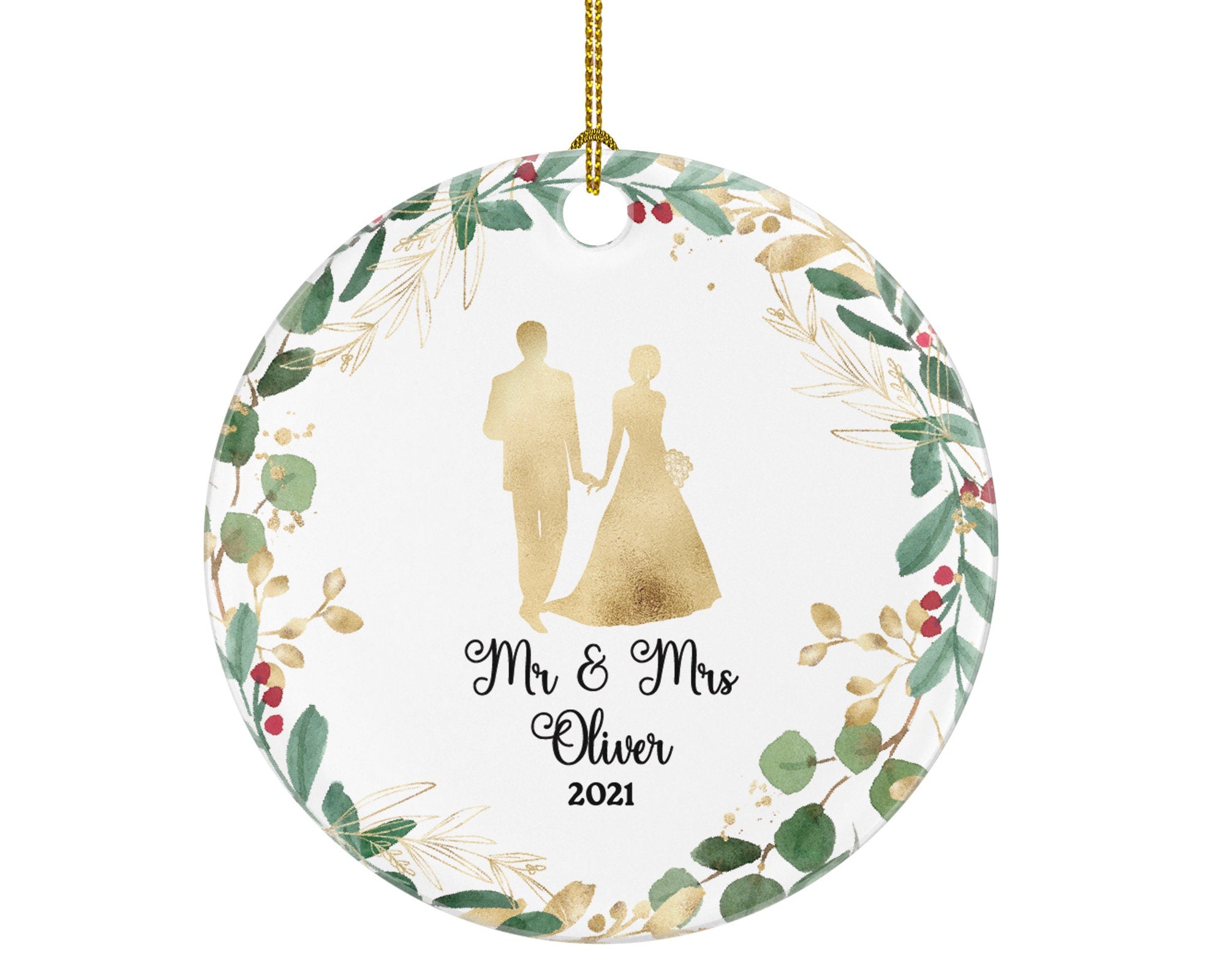 Mr & Mrs Married Couple Christmas Ornament Personalized - Newlywed First Christmas as Mr. and Mrs. Custom Gift