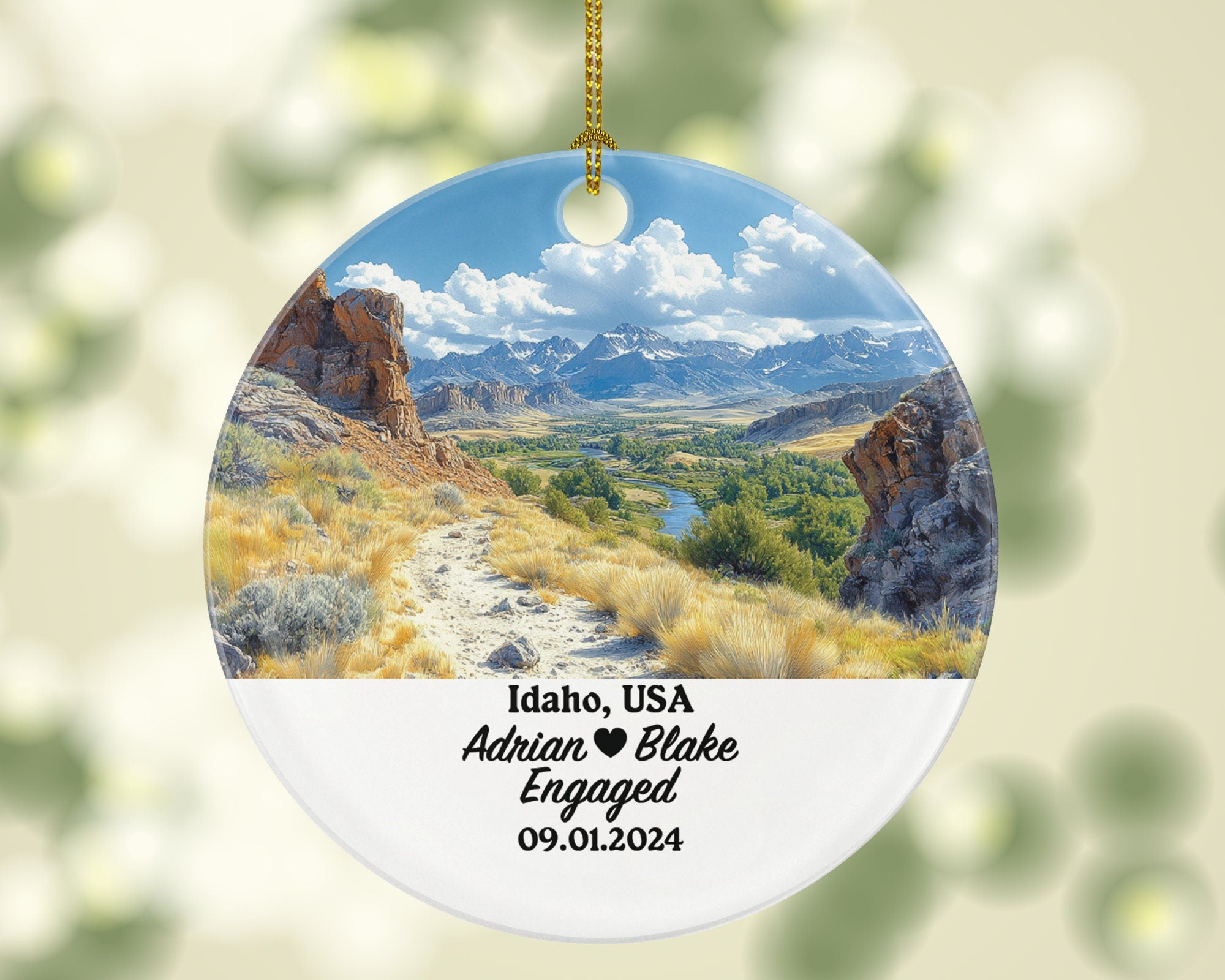 Idaho Christmas Ornament Personalized - ID Engaged Married Family Together Couple Travel Honeymoon Engagement Marriage