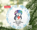 Our First Christmas Engaged Ornament - Personalized Engagement Announcement - Penguin Couple Gift - Custom Date and Name