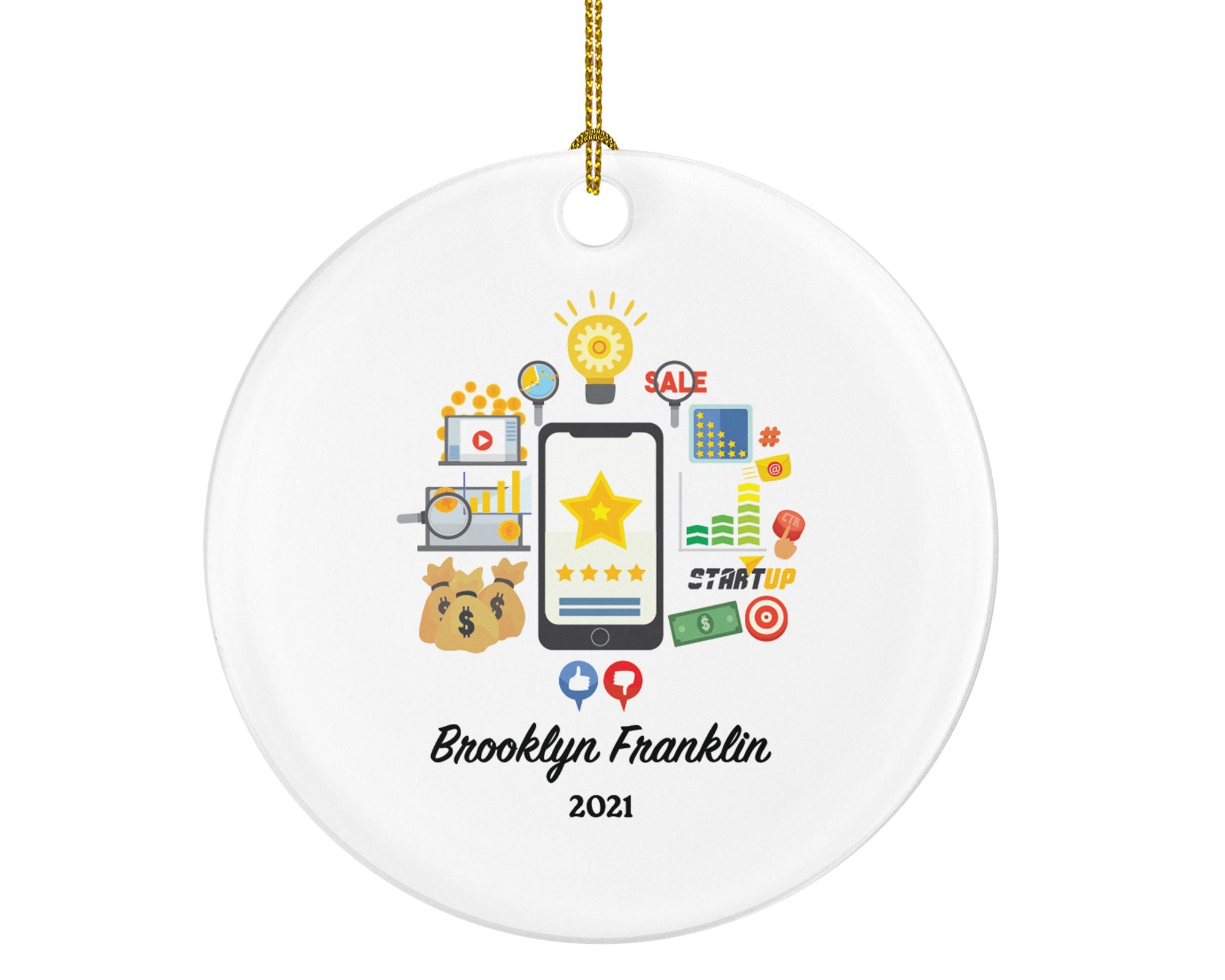 Digital Marketing SEO SEM Specialist Christmas Ornament, Personalized Developer Strategist Analyst Online Business UX Designer Consultant