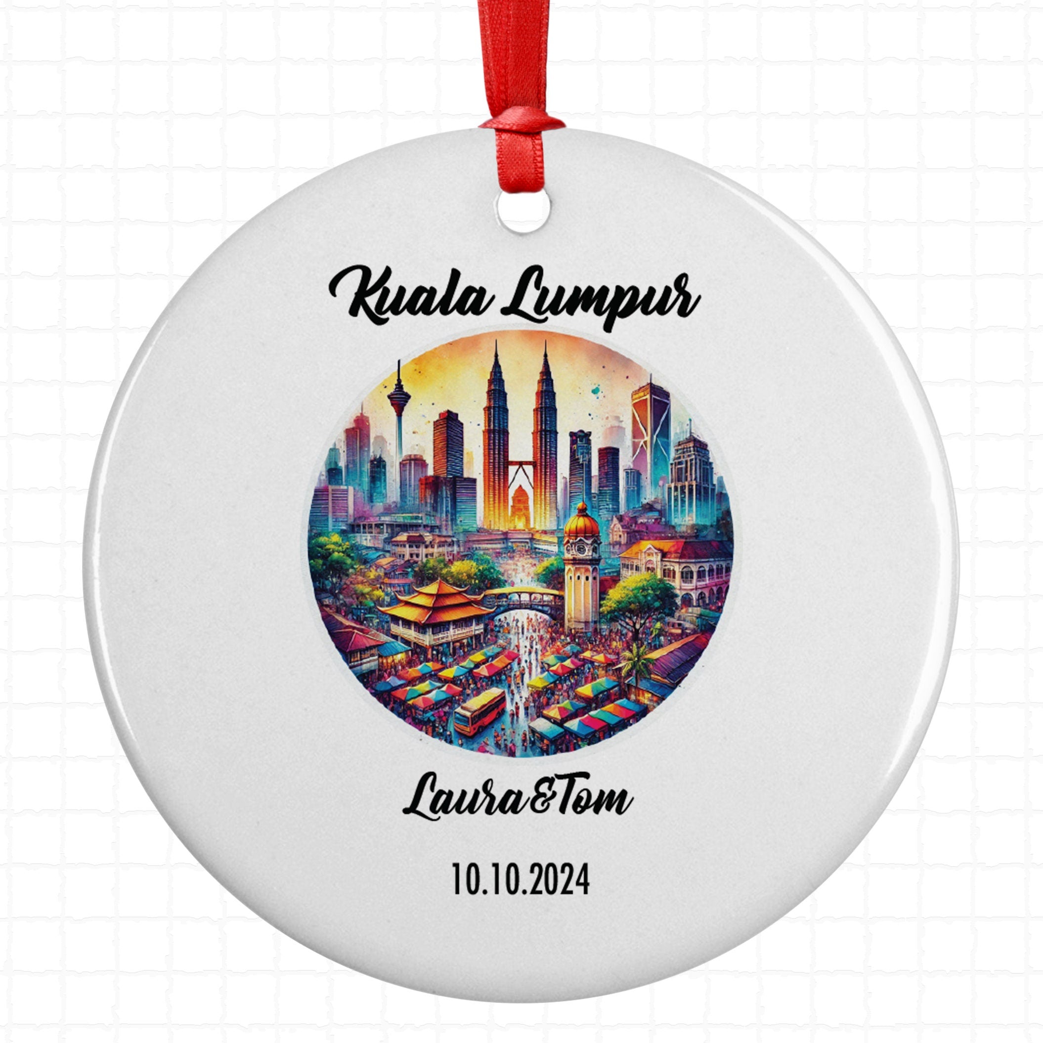 Kuala Lumpur, Malaysia, Ornament, Engagement, Married, Travel, Gift for Engaged Couple, Engagement Gift, Trip, Vacation Souvenir