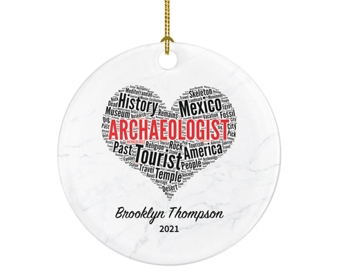 Archaeologist Christmas Ornament - Personalized Archaeology Gift - Custom Name and Date