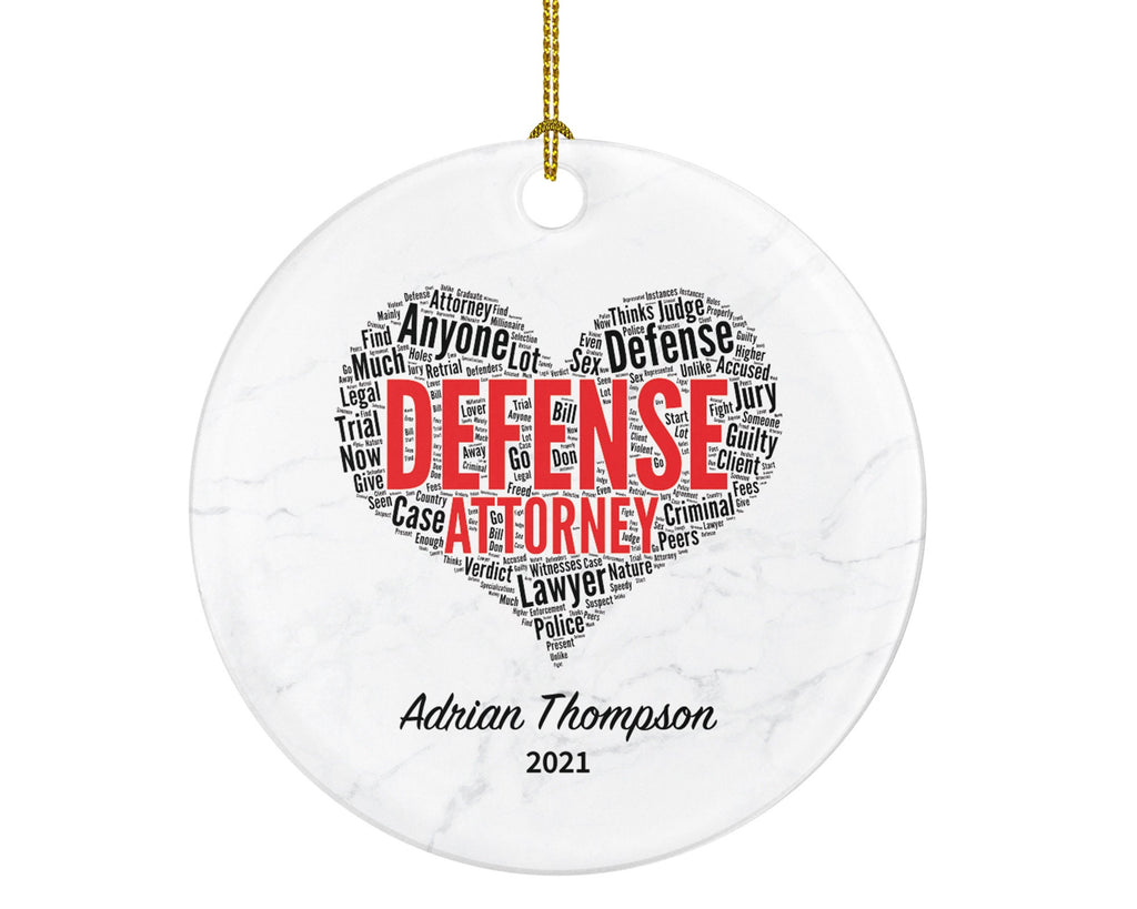 Defense Attorney at Law Judge Christmas Ornament Personalized , Custom Name Year Lawyer Gift
