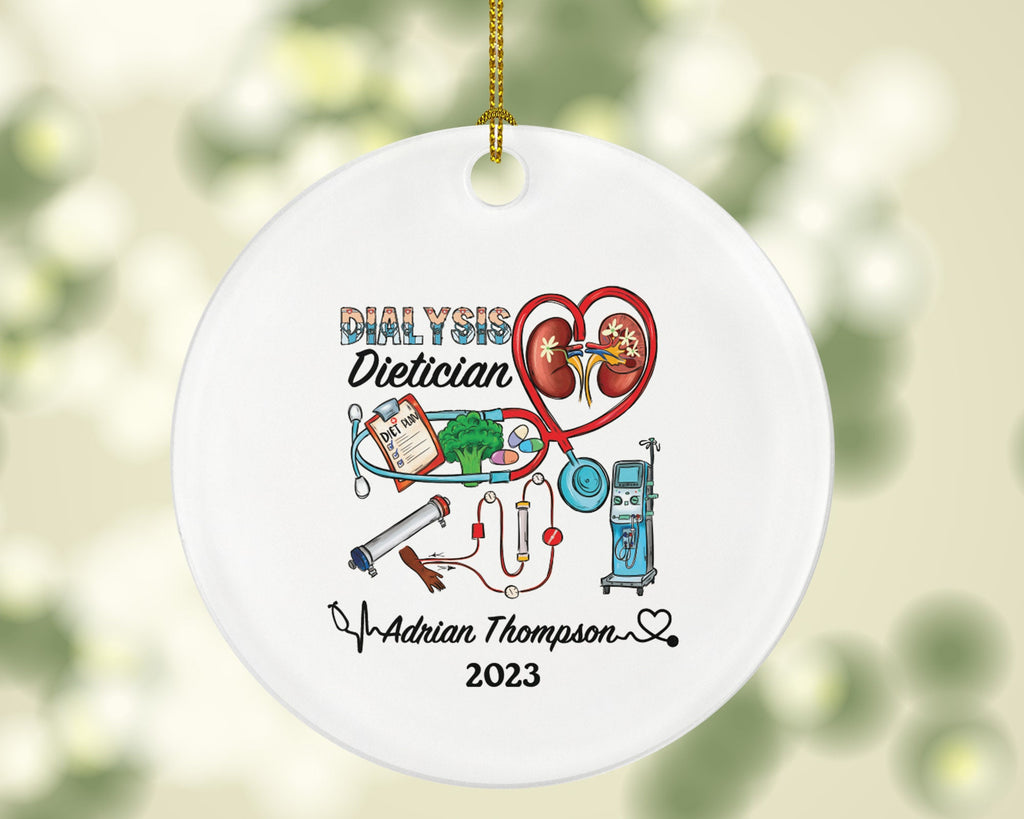 Dialysis Dietitian Christmas Ornament Personalized Gift -  Urinary System Patient Nutritionist Custom Name Year