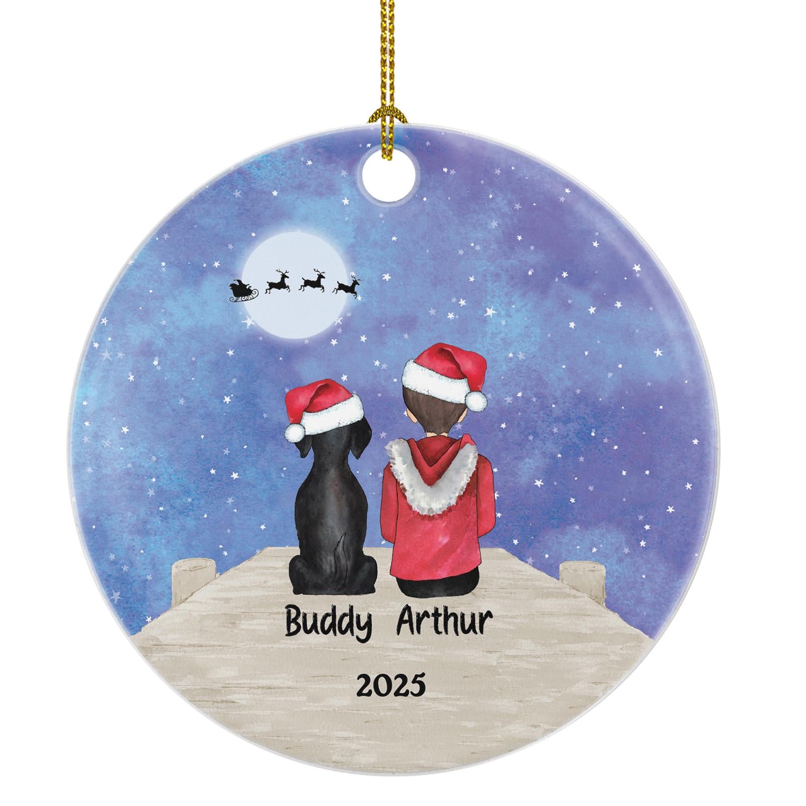Dog Cat Pet and Boy Doc Personalized Christmas Ornament Rabbit Horse Pig Bird Otter Custom Son Lover Owner Gift Fur Holiday Rescue Breeds