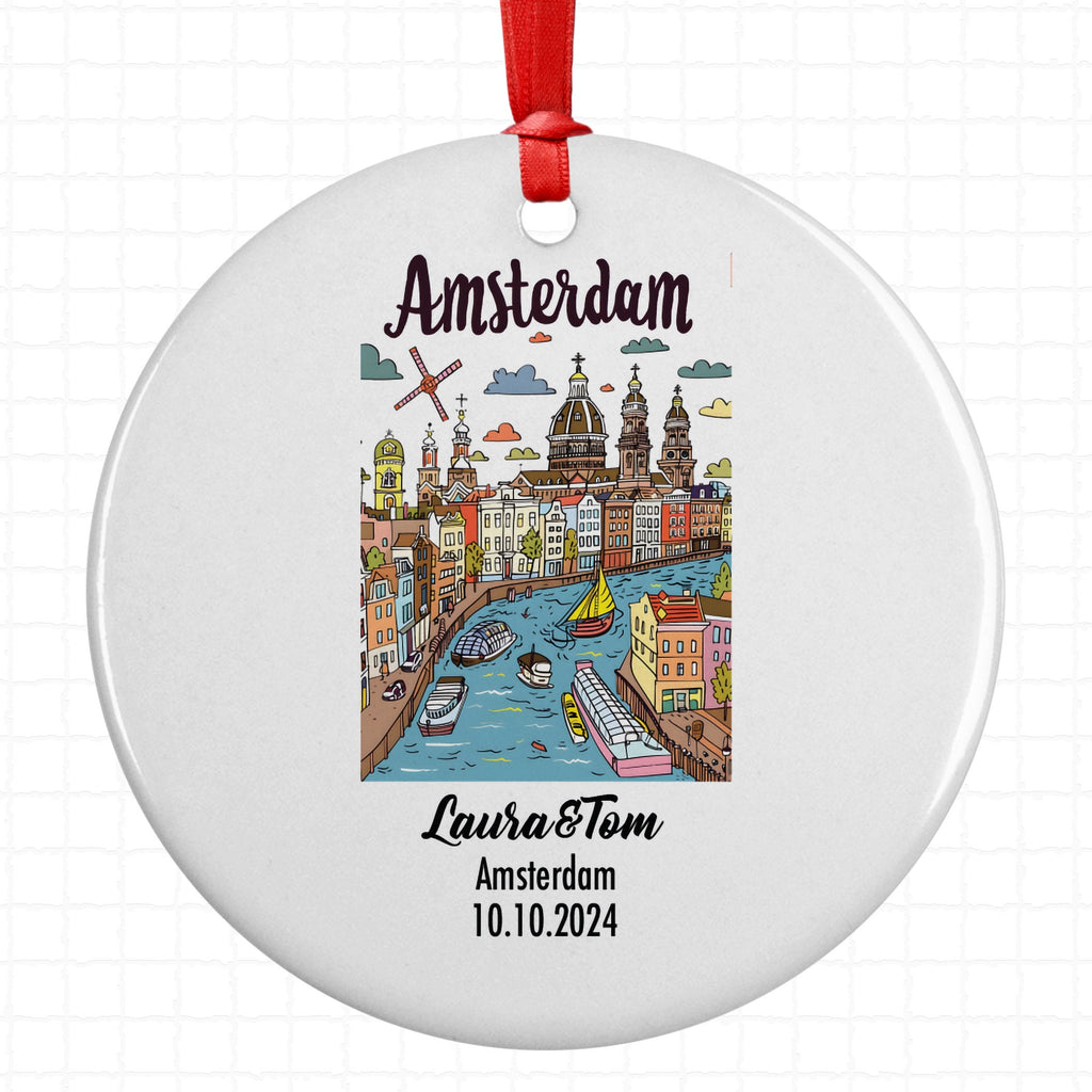 Amsterdam, Holland, Ornament, Engagement, Married, Travel, Gift for Engaged Couple, Engagement Gift, Trip, Vacation Souvenir