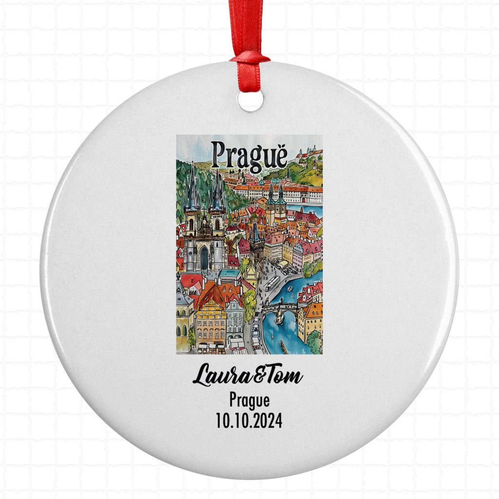 Prague, Czech Republic, Ornament, Engagement, Married, Travel, Gift for Engaged Couple, Engagement Gift, Trip, Vacation Souvenir