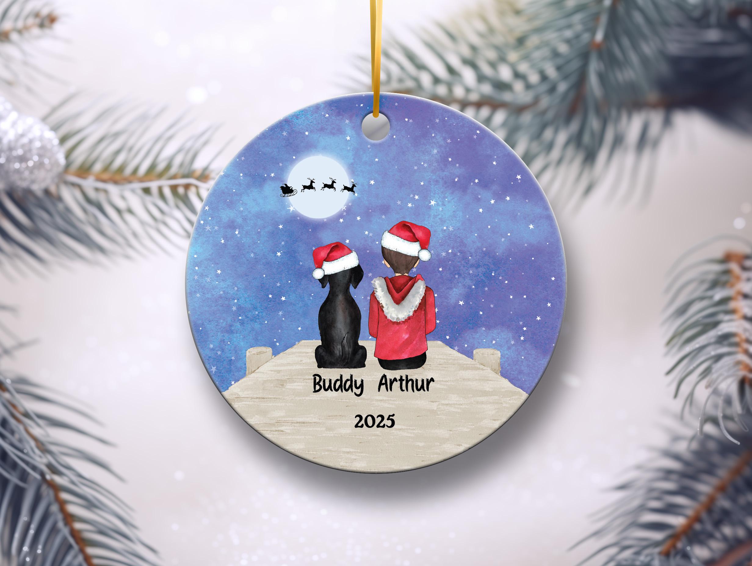 Dog Cat Pet and Boy Doc Personalized Christmas Ornament Rabbit Horse Pig Bird Otter Custom Son Lover Owner Gift Fur Holiday Rescue Breeds