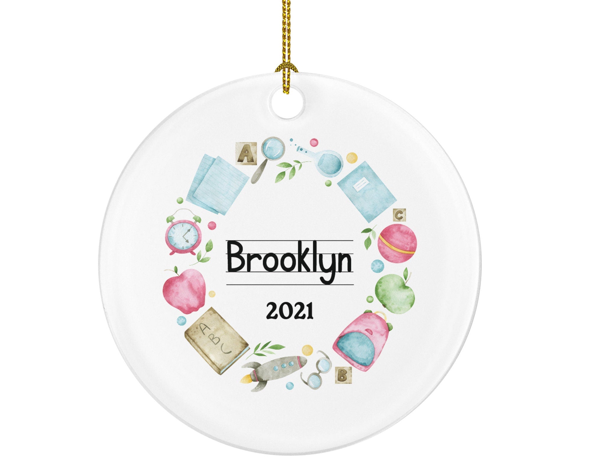 First Year of School New Student Ornament, Student Personalized Christmas Gift Custom Back to School Preschool- PreK Kindergarten 1st Grade