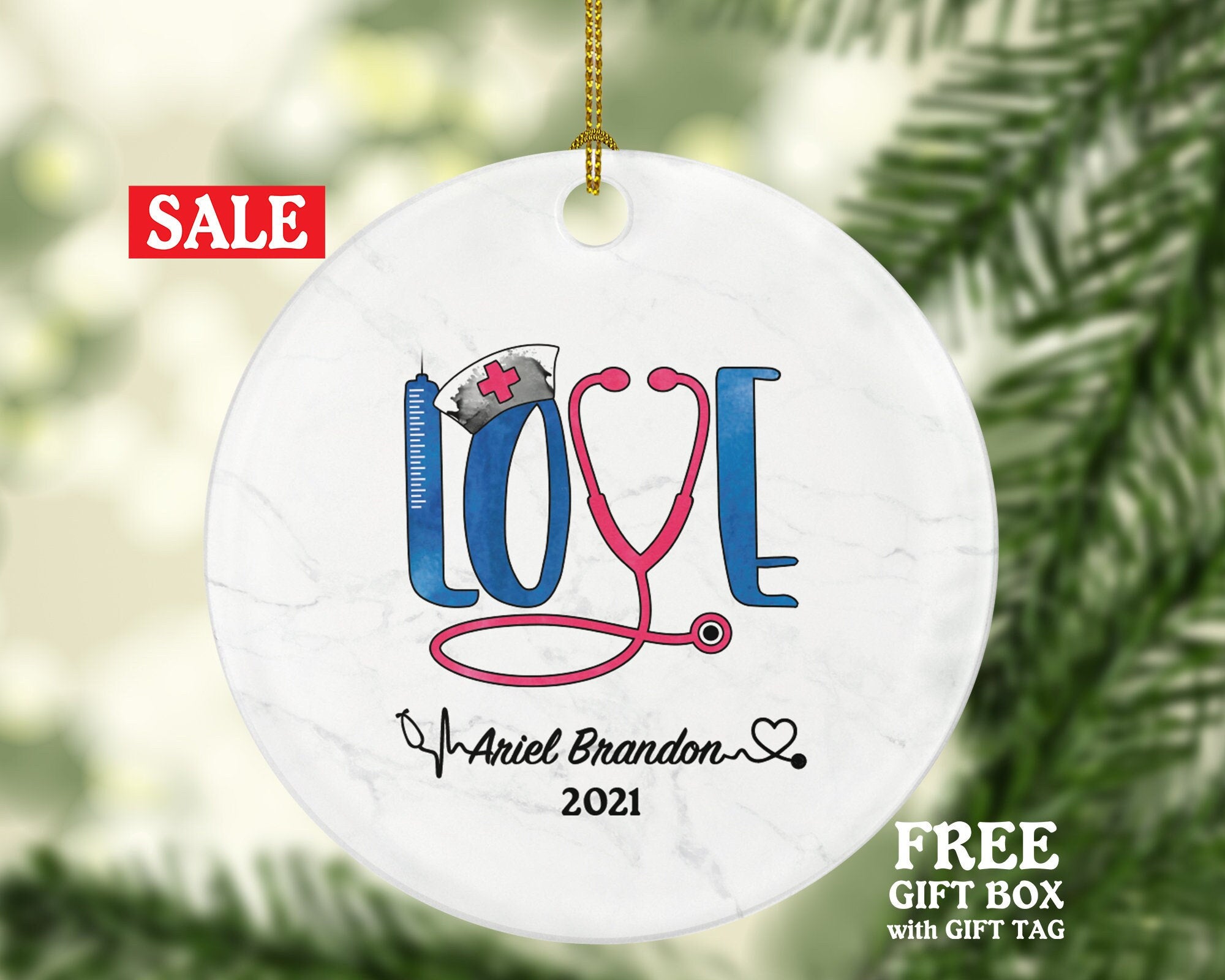 Passionate Nurse Christmas Ornament Personalized - Nursing Love Registered Nurse Health Worker Gift from Patient for Nurse RN Custom Medical