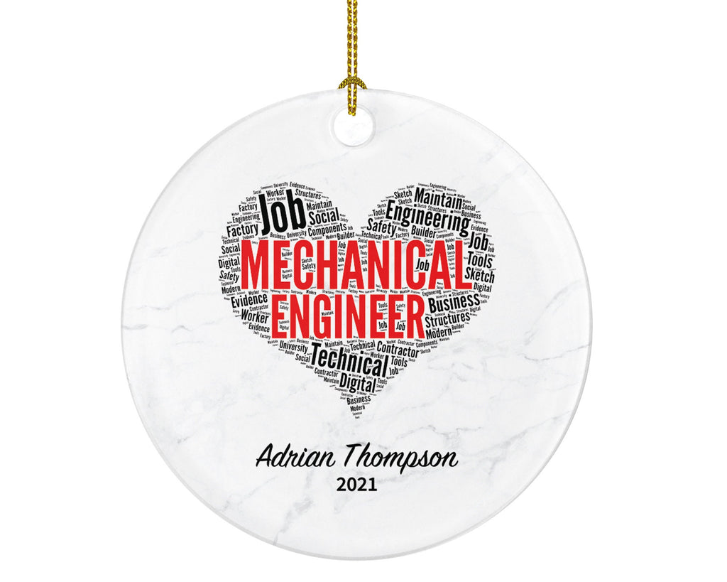 Mechanical Engineer Christmas Ornament Personalized - Engineer Custom Name Year Gift