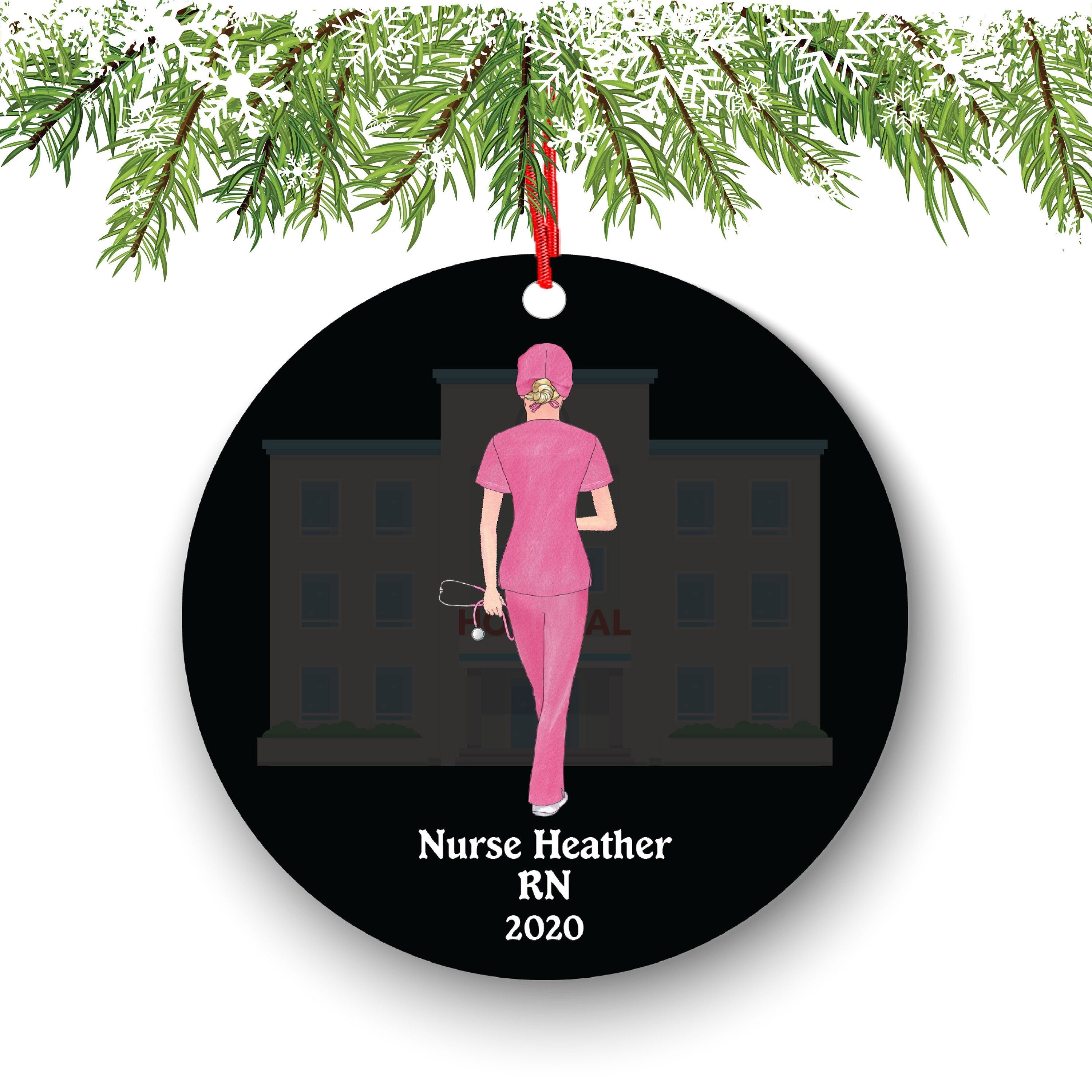 Personalized Nurse Medical Doctor Scrub Christmas Ornament Therapist Physician Orthopedist Pandemic Quarantine Covid Coronavirus MD Custom