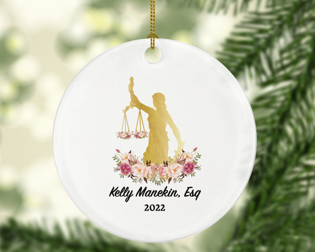 Personalized Lawyer Christmas Ornament, Custom Lawyer Gift, Attorney at Law, Judge Statue of Liberty