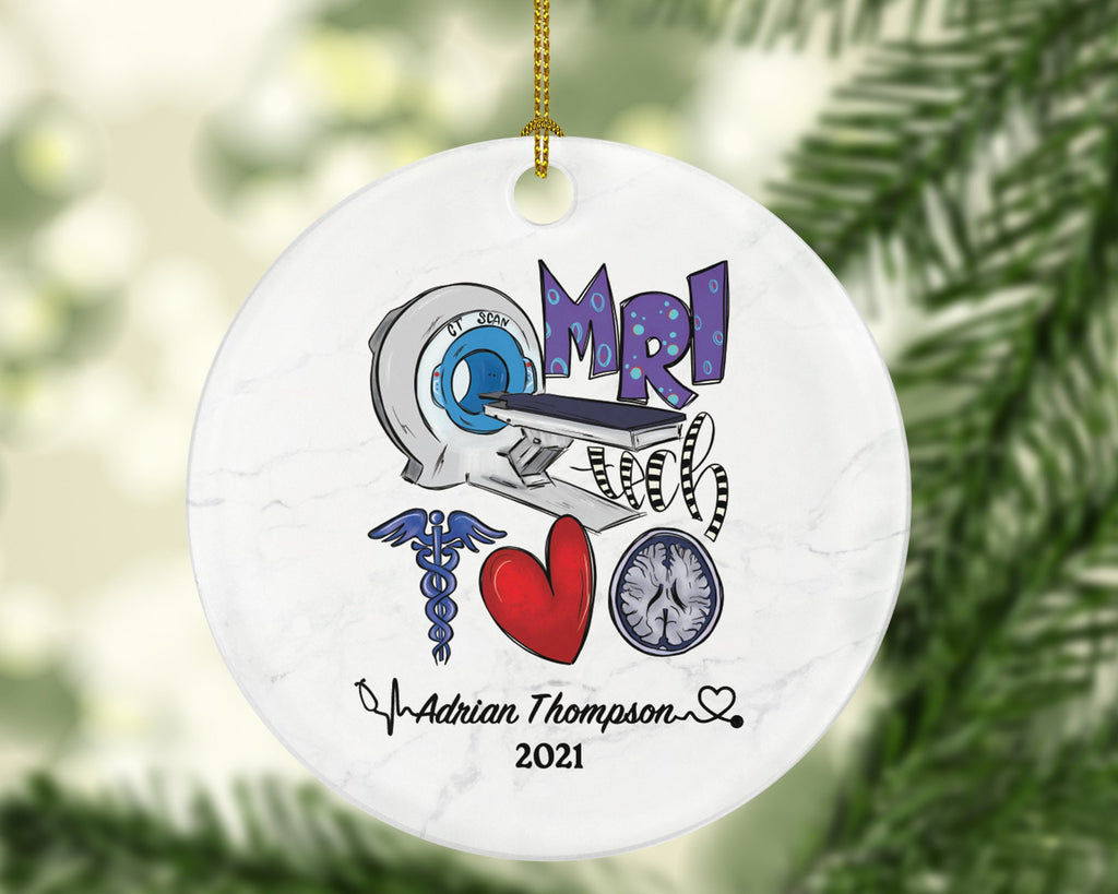 MRI Technologists, Tech Christmas Ornament Personalized - Magnetic Resonance Imaging Scanner MRI Tech Radiologic Scan Health Worker Gift