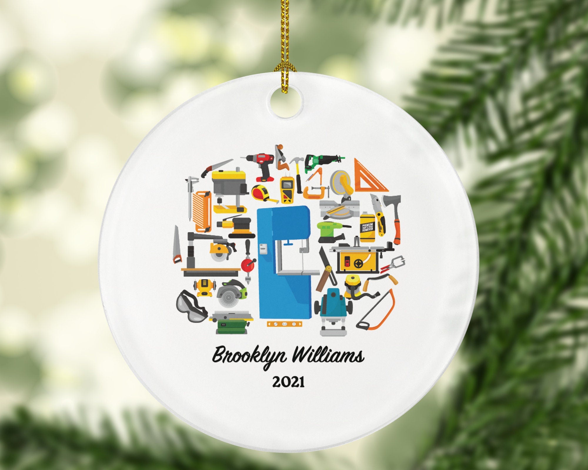 Carpenter Personalized Christmas Ornament, Handy Man Custom Ornament, Builder Carpenter Gift, Construction Worker