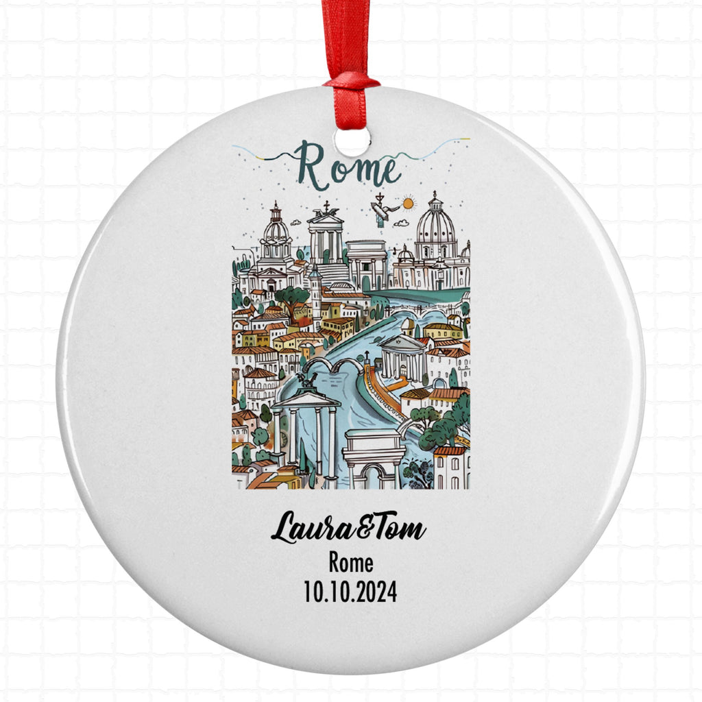 Rome, Italy, Ornament, Engagement, Married, Travel, Gift for Engaged Couple, Engagement Gift, Trip, Vacation Souvenir