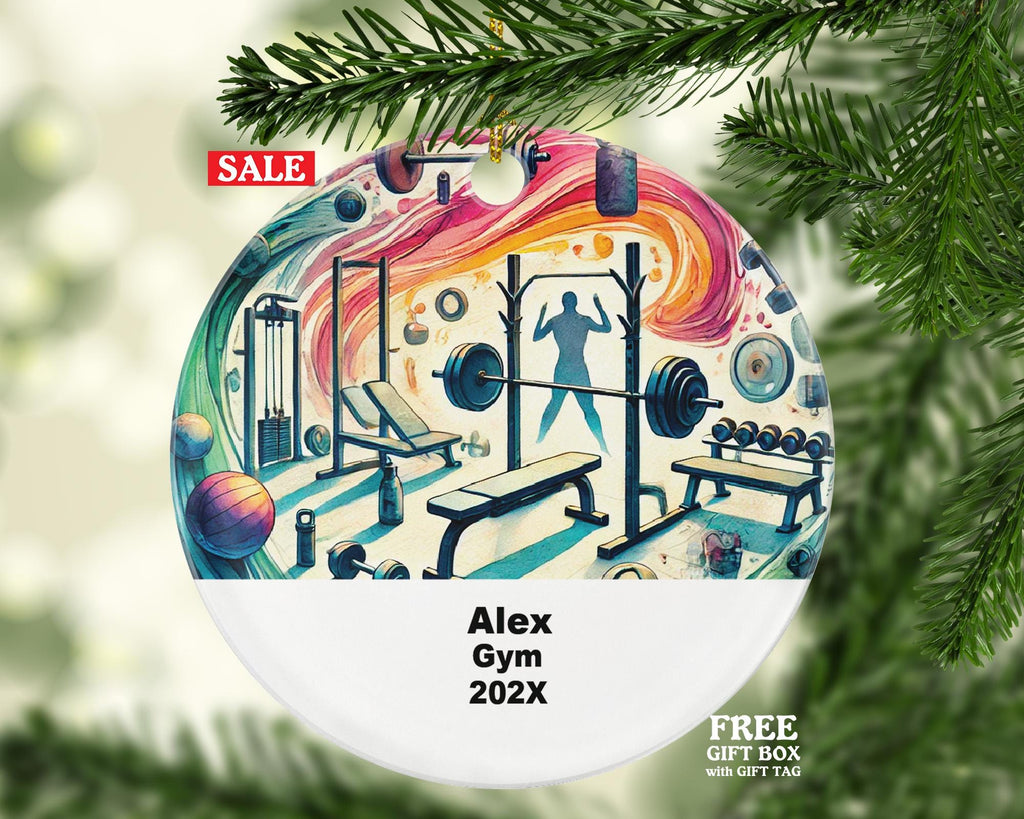 Personalized Gym Ornament – Custom Fitness Gift – Weightlifting Ornament for Trainers and Athletes