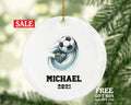 Playing Soccer Christmas Ornament - Goal Keeper Saver Coach Team Player Personalized Gift Gamer Sports Match Senior Custom Ball Kick