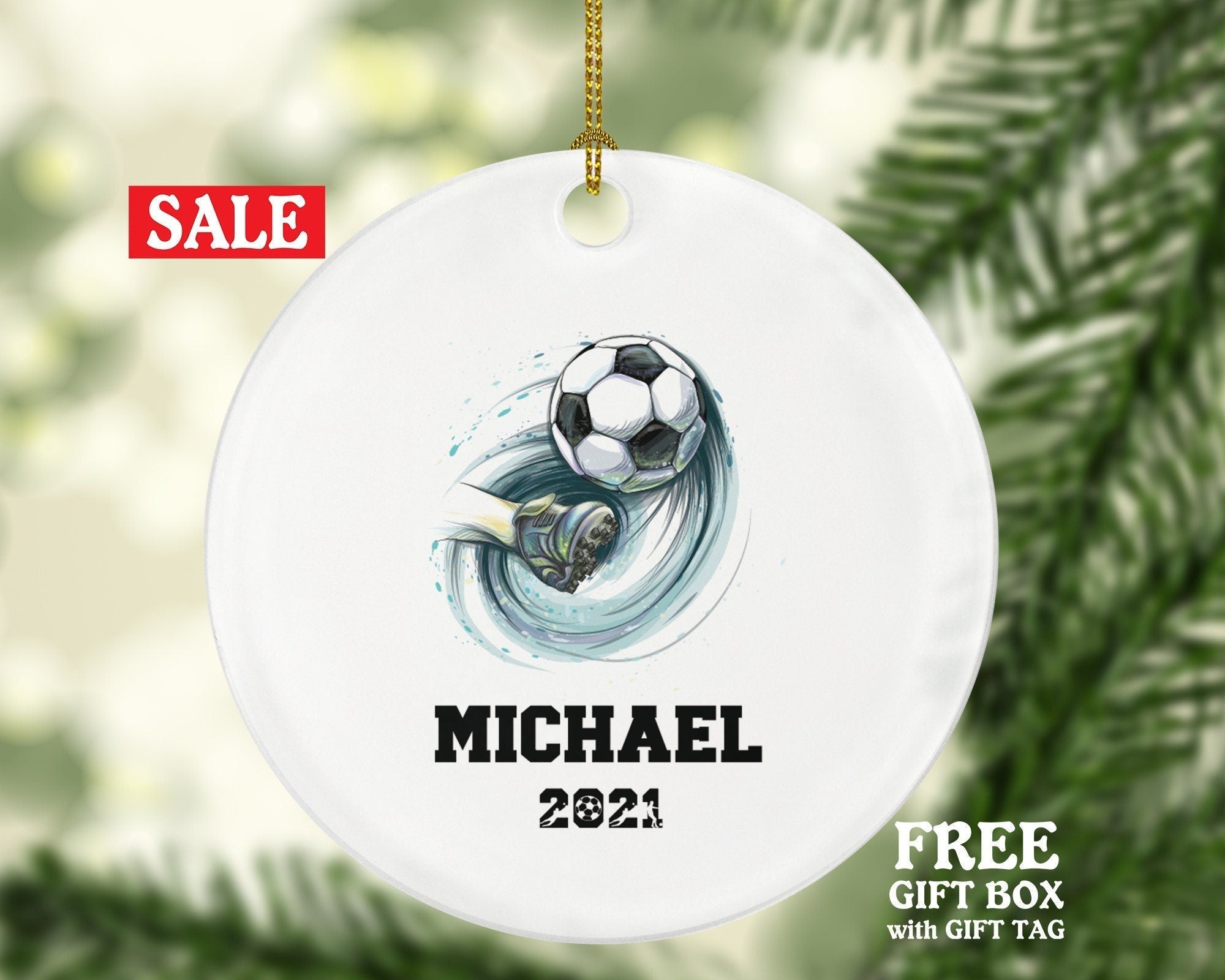 Playing Soccer Christmas Ornament - Goal Keeper Saver Coach Team Player Personalized Gift Gamer Sports Match Senior Custom Ball Kick