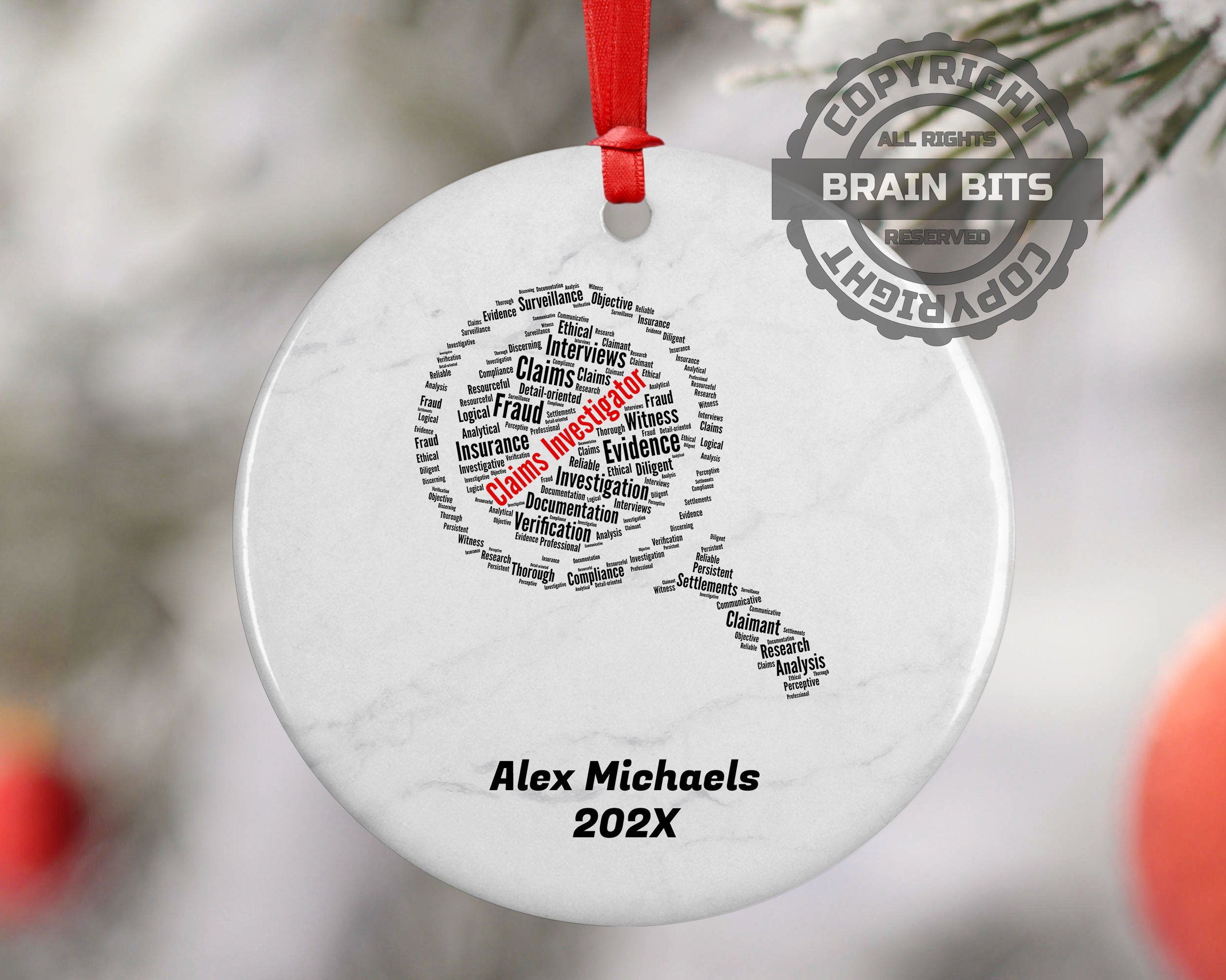 Claims Investigator Personalized Christmas Ornament