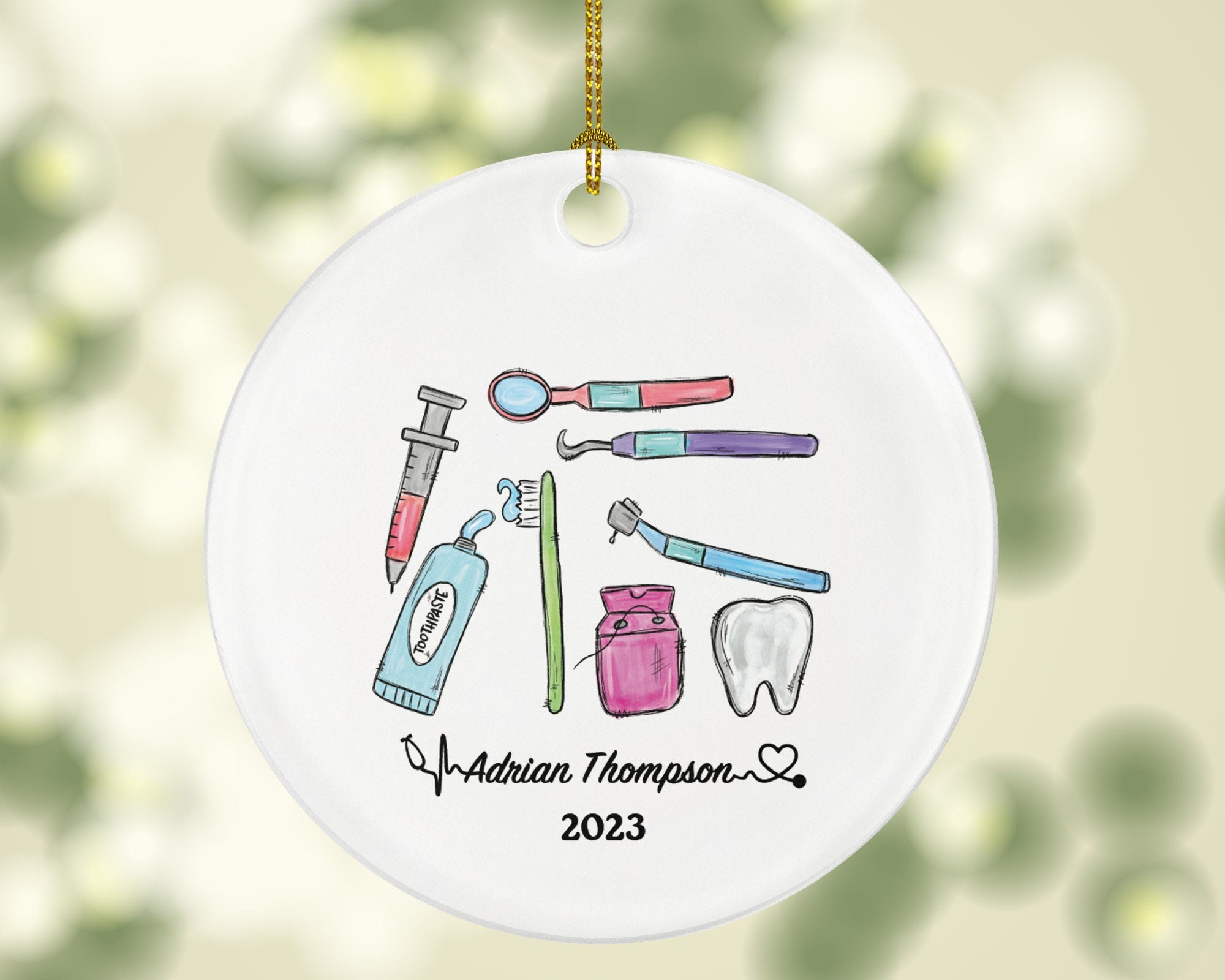 Dentist Christmas Ornament Personalized - Dental Gift Graduation Custom Occupational Orthodontist Occupation Dental Gift