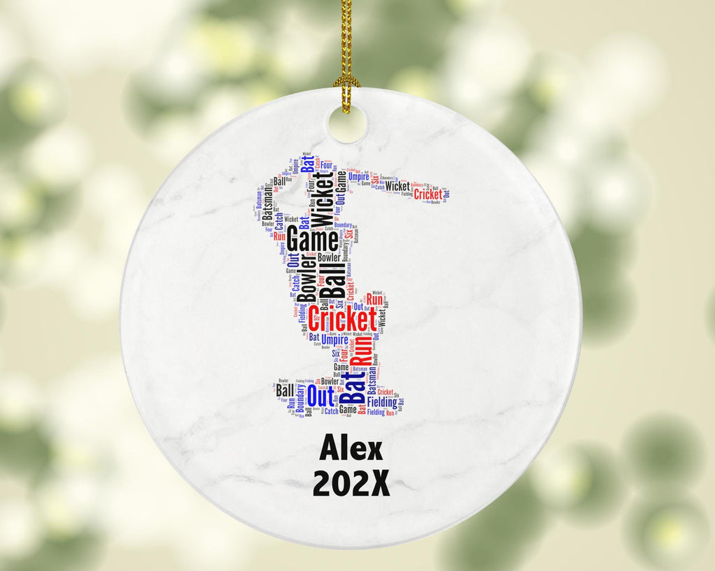 Personalized Cricket Christmas Ornament – Custom Sports Gift – Cricket Player Ornament – Batsman and Bowler Keepsake