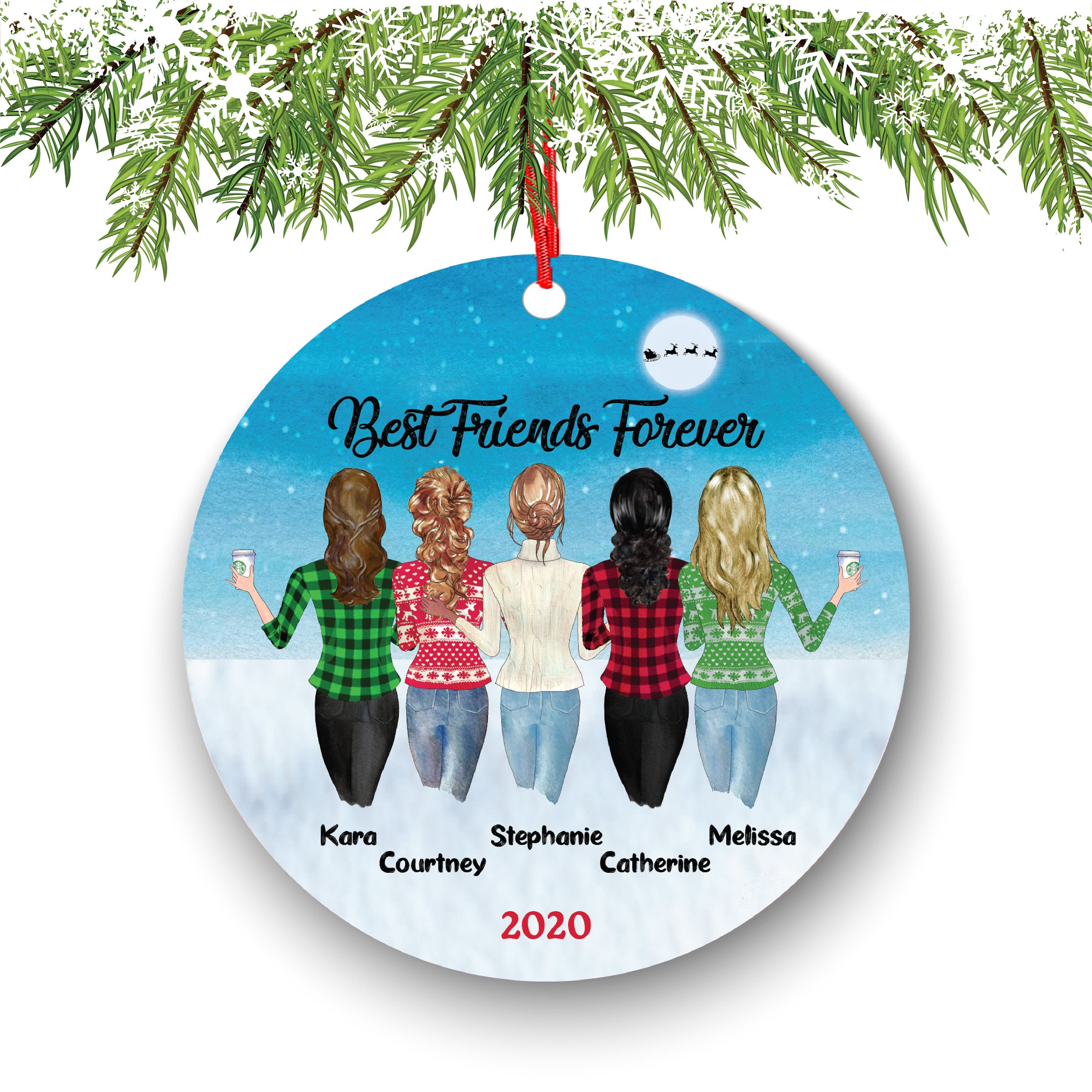 Soul Sisters for 5 6 7 8 Best Friends Christmas Ornament for Sisters, Personalized Ornament, BFF Gift, Personalized Friend Ornament, Besties