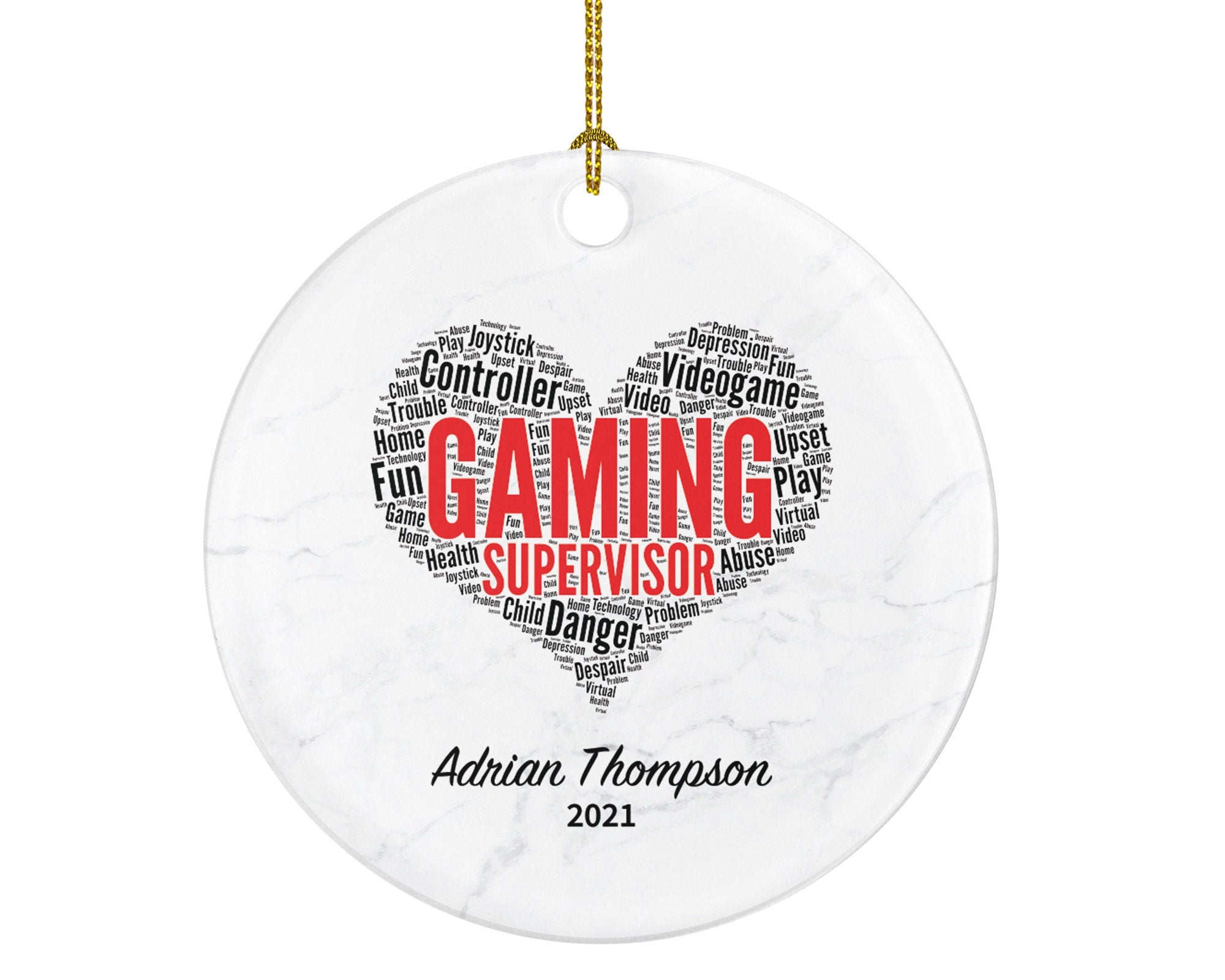 Gaming Supervisor Christmas Ornament Personalized - Custom Name Year