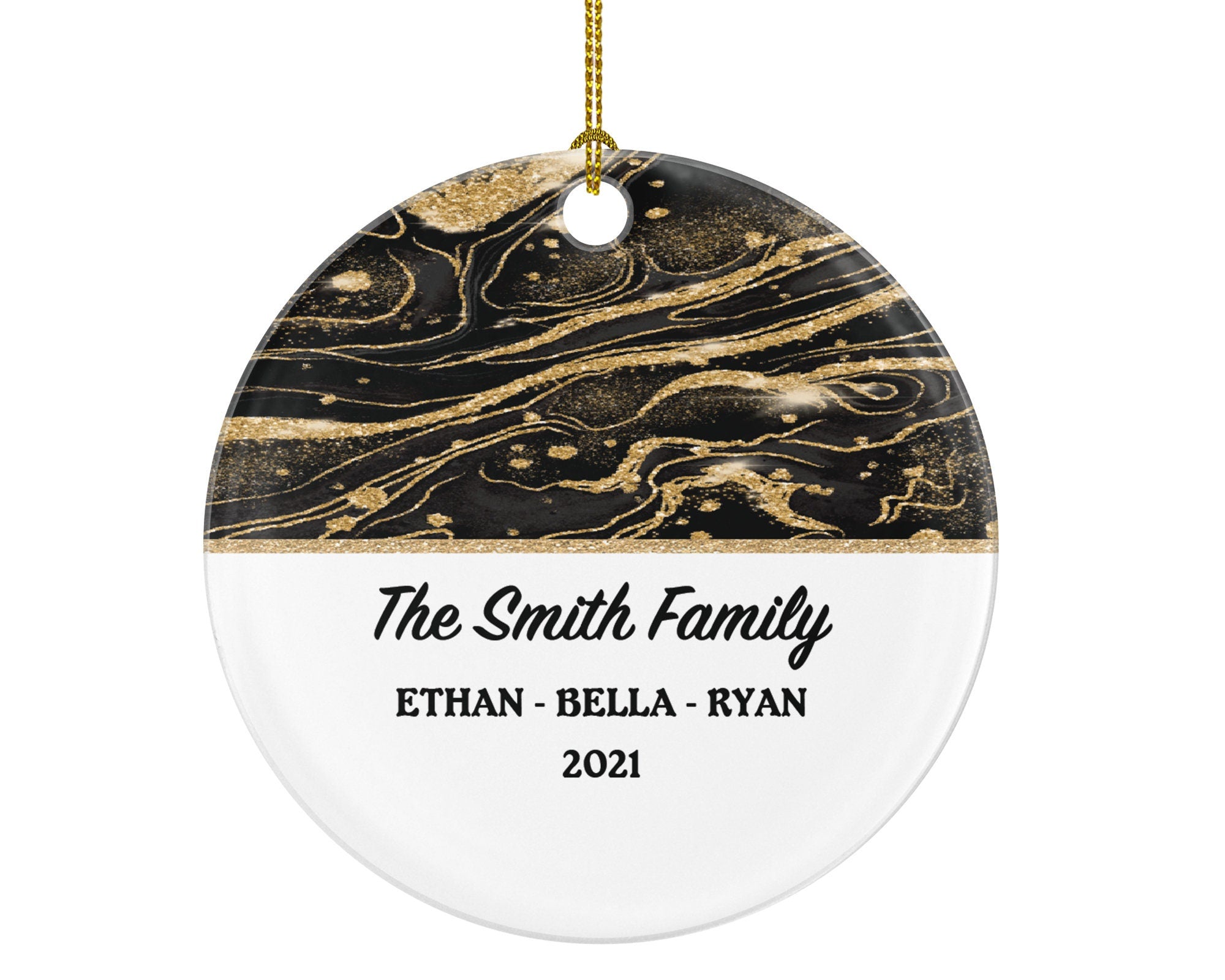 Christmas Family Ornament - Personalized Gift for Family of 2 3 4 5 6 - Custom Name Year Christmas Ornament